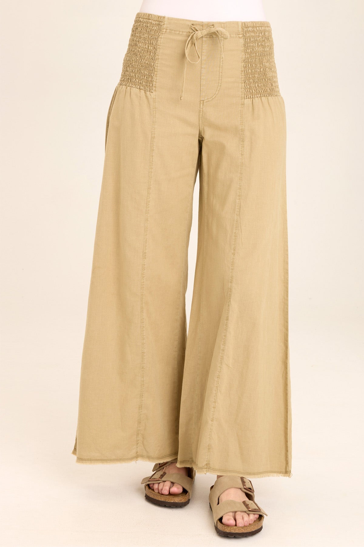Kaj Women's Wide Leg Cotton Linen Flare Pants - High Waisted Boho Palazzo Trousers for Casual, Office & Summer Outfits