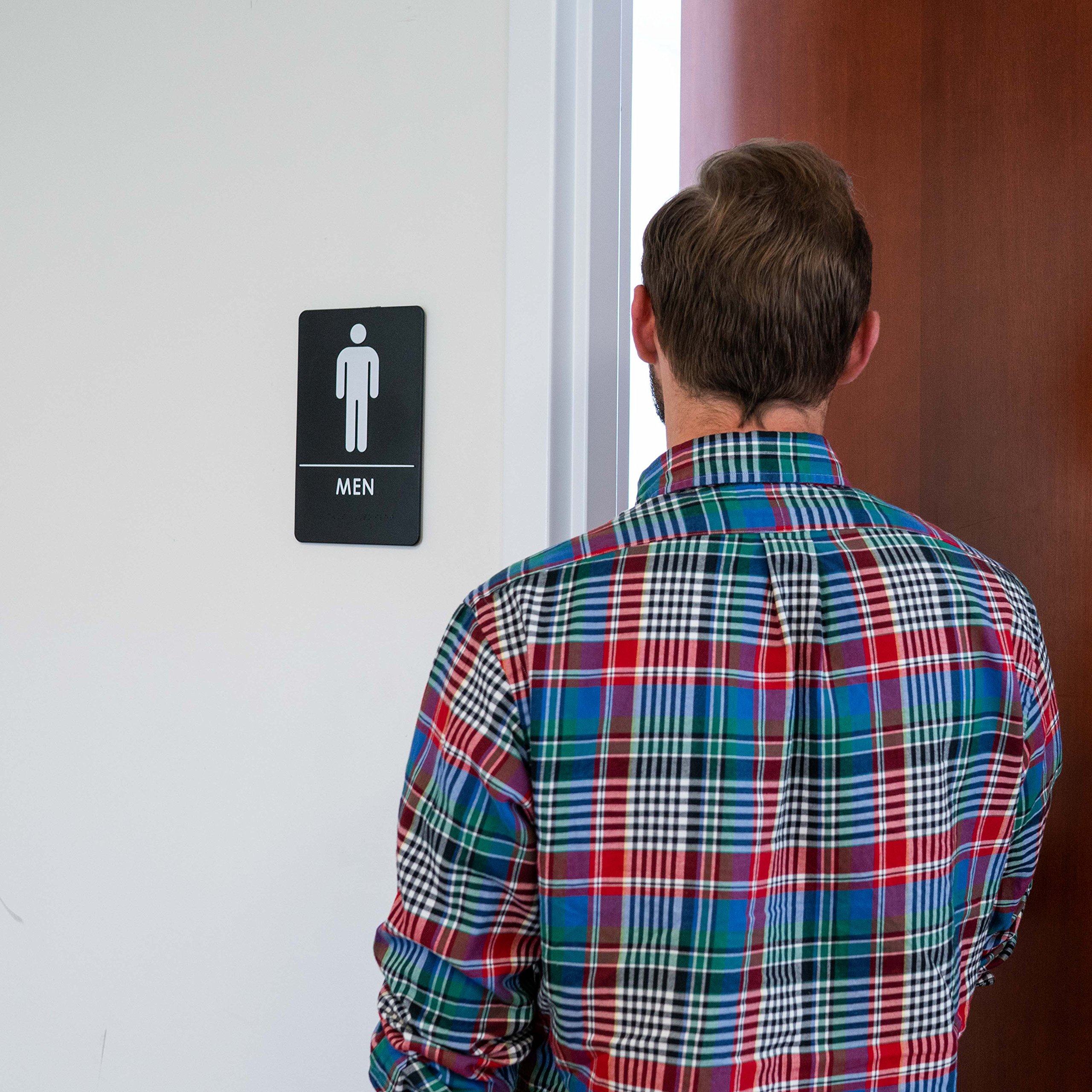 ADA Compliant Men's Restroom Sign - Black & White Bathroom Sign with Adhesive Tape & Instructions - 24 Pack - Perfect for Offices, Restaurants, and Public Spaces