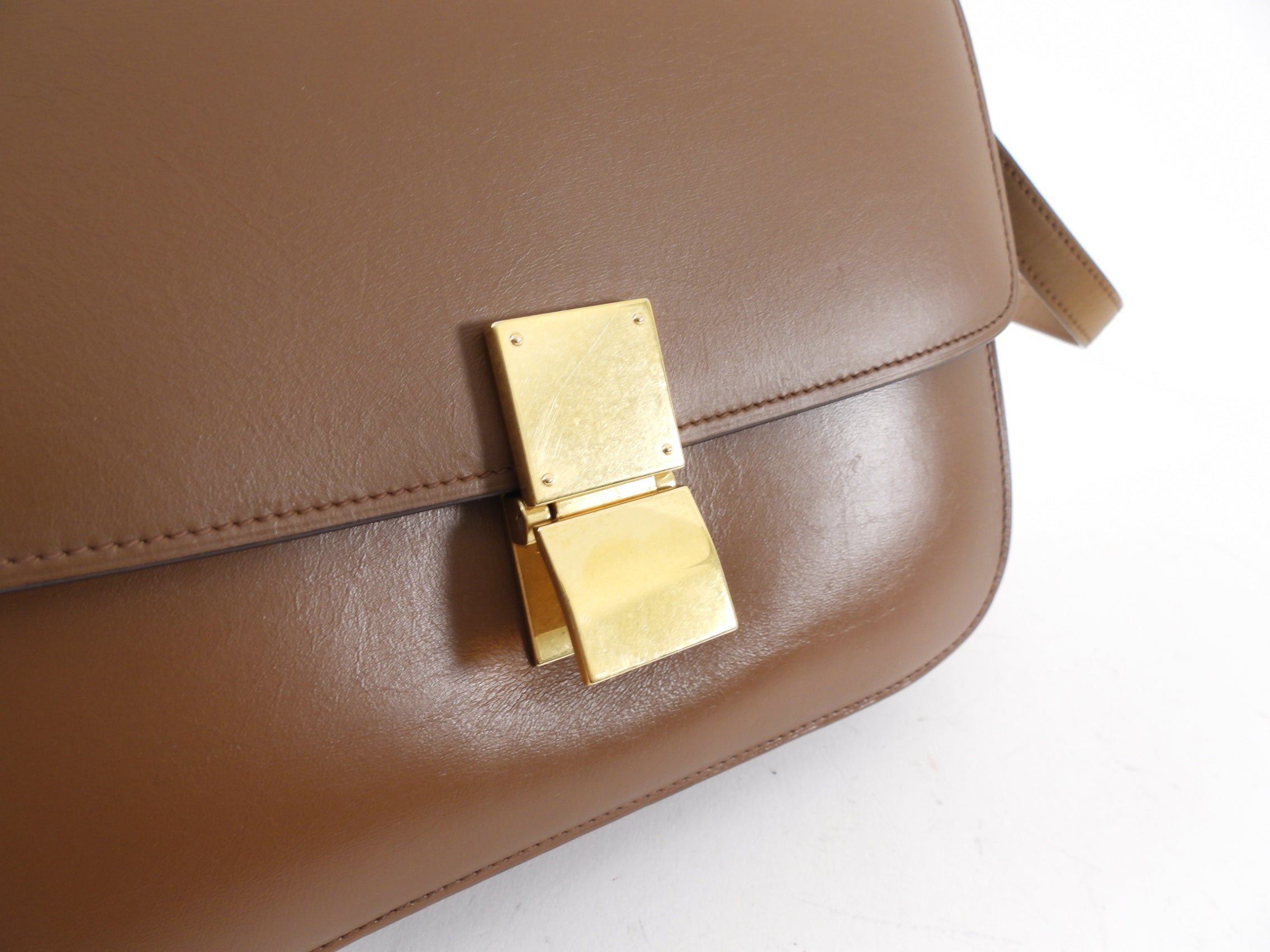 Celine Medium Box Bag in Brown Leather - Stylish & Timeless Crossbody Bag for Women | Perfect for Work, Travel & Everyday Use