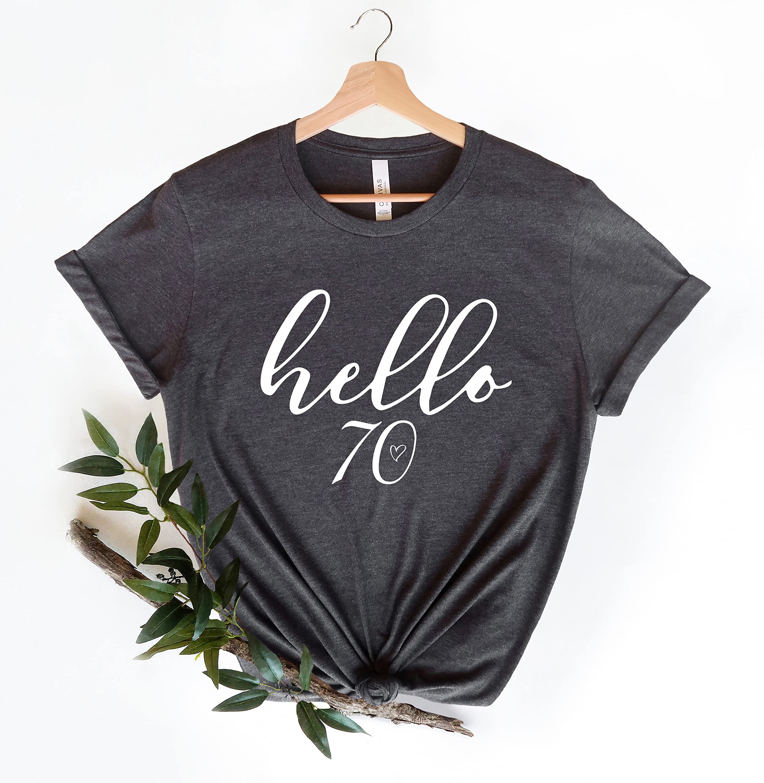 Hello 70 Heart Shirt - Vintage 70th Birthday T-Shirt for Women & Men - Perfect 70th Birthday Gift Idea for Party, Trip & Celebration