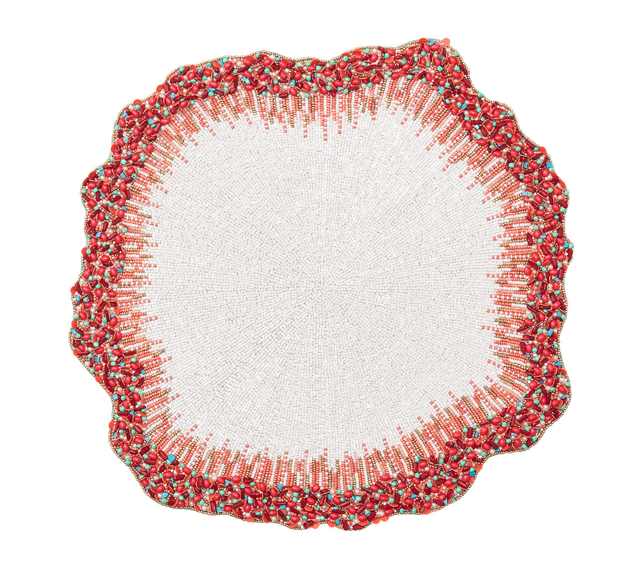 Reef Chic Placemat Set of 2 - White, Coral & Turquoise Waterproof Table Mats for Beach House Dining, Kitchen Decor & Coastal Home Accessories