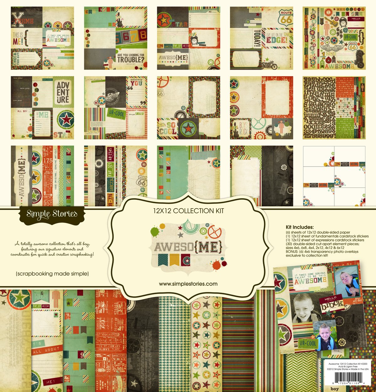 Simple Stories Olive Bold Color Vibe Double-Sided Cardstock 12x12 Inch - Premium Scrapbooking Paper for DIY Cards, Albums & Craft Projects