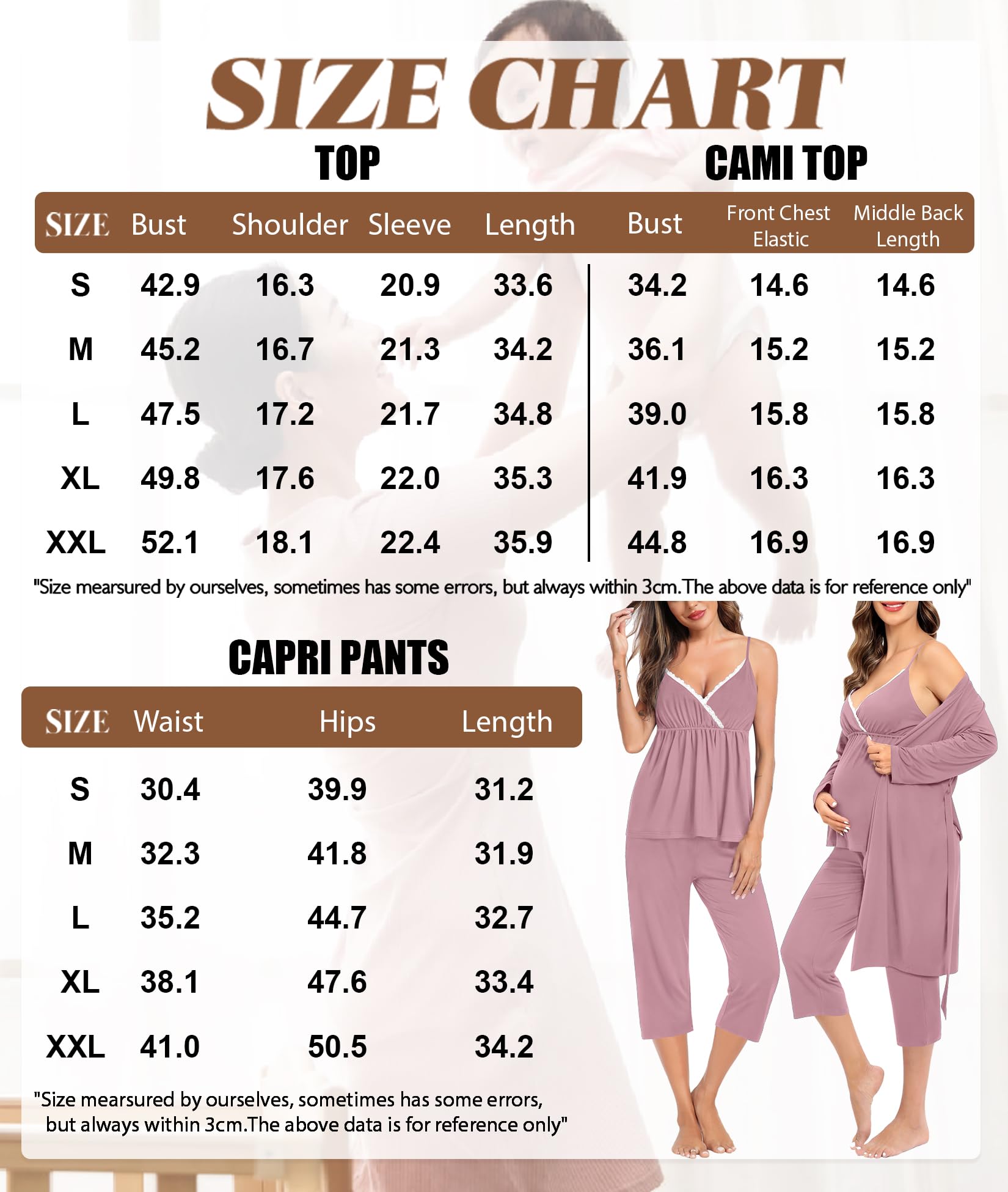 SWOMOG 3-Piece Maternity Nursing Robe Set - Breastfeeding Pajamas for Labor, Delivery & Postpartum - Soft Nursing Sleepwear for Pregnant Women | Perfect for Hospital Stay, Night Feeding & Comfortable Pregnancy Sleep