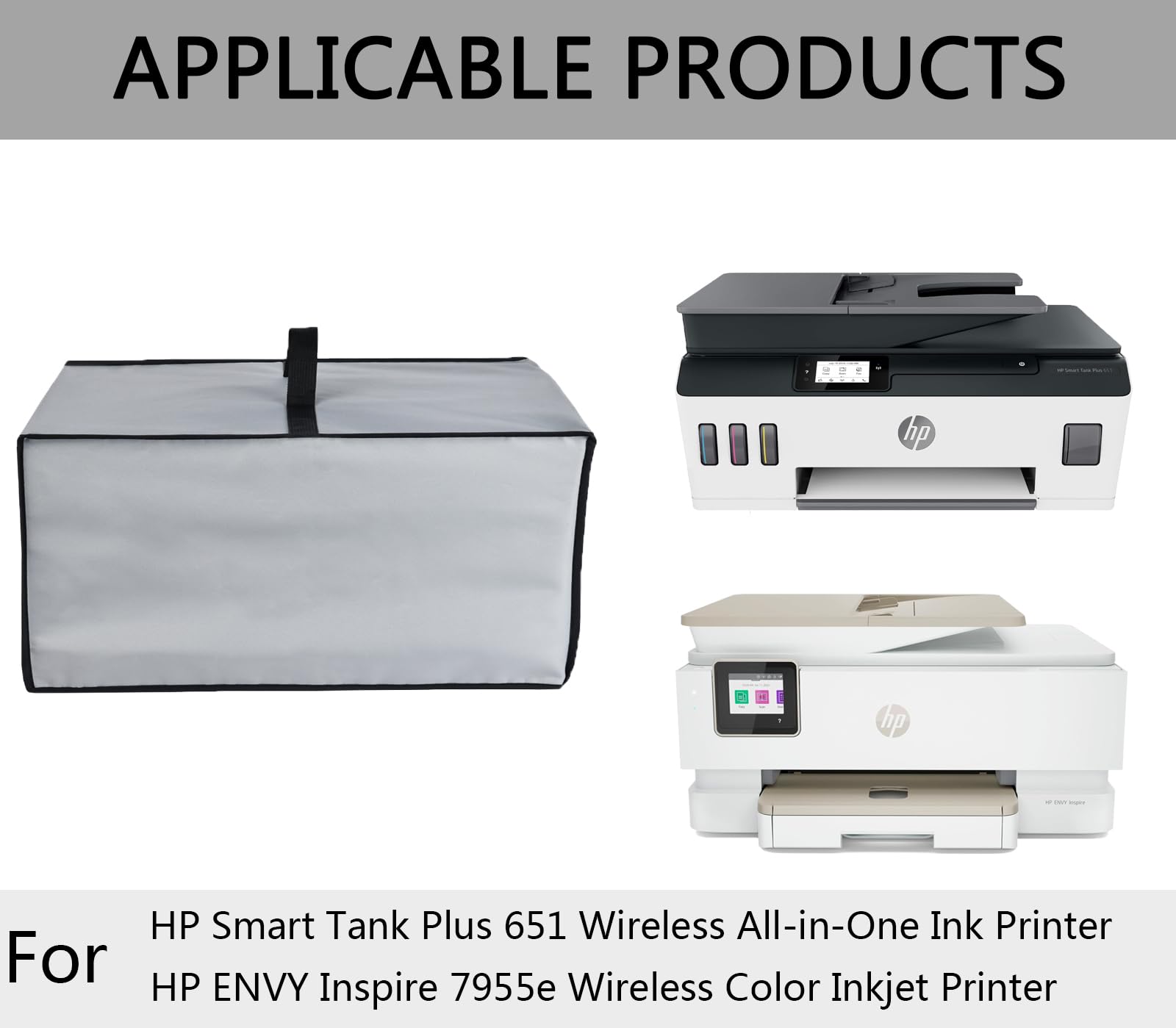Heavy Duty Anti-Static Waterproof Printer Cover - Dustproof & Heat-resistant Protective Case for HP Smart Tank Plus 651/ENVY Inspire 7955e Wireless All-in-One Printers (Grey) - Perfect for Home Office & Workspace Protection