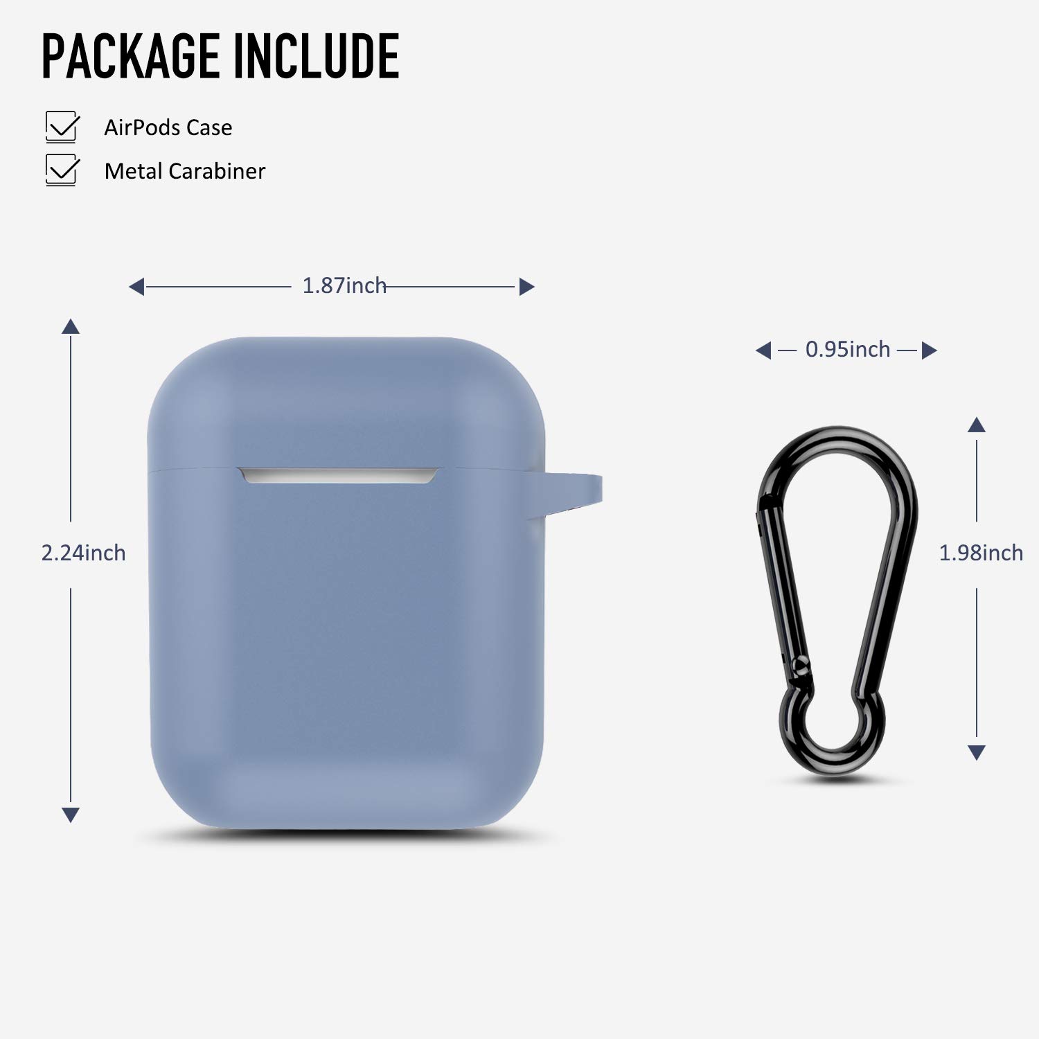 Premium Shockproof Silicone Case with Keychain for Apple AirPods 2 (Grayish Blue) - Durable Protection for Wireless Earbuds | Perfect for Gym, Travel & Everyday Use