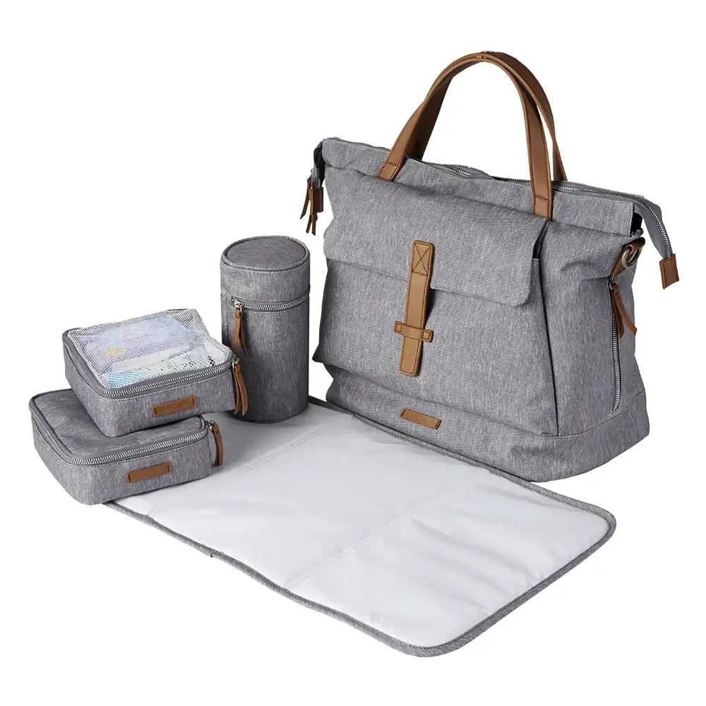 Bababing Erin Backpack Diaper Bag - Waterproof Travel Diaper Backpack with Insulated Bottle Pockets, Grey Marl | Perfect for Moms, Dads & Baby Care On-The-Go