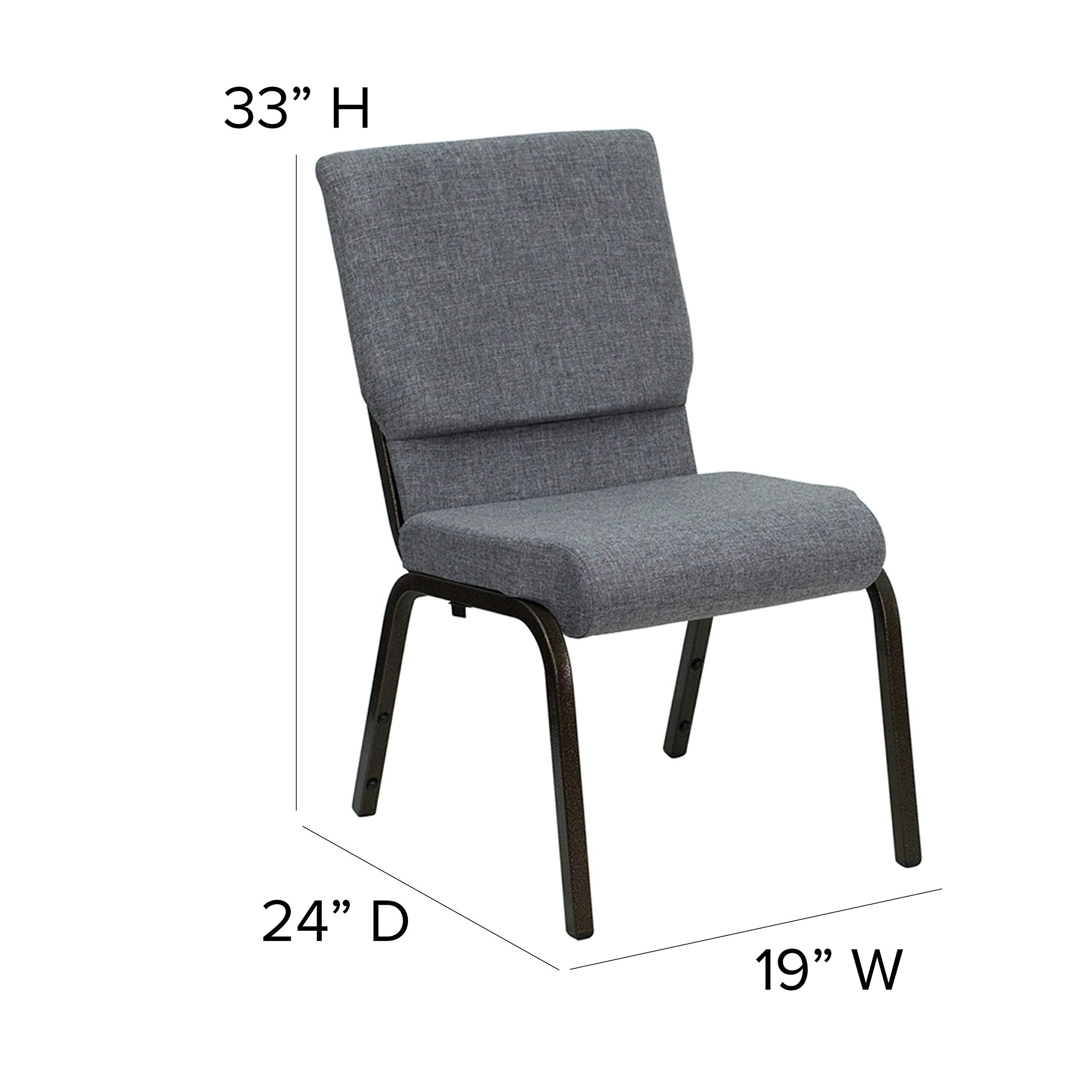 Flash Furniture HERCULES Series 18.5''W Stacking Church Chair - Gray Fabric with Gold Vein Frame | Durable & Space-Saving Seating for Churches, Events & Banquets