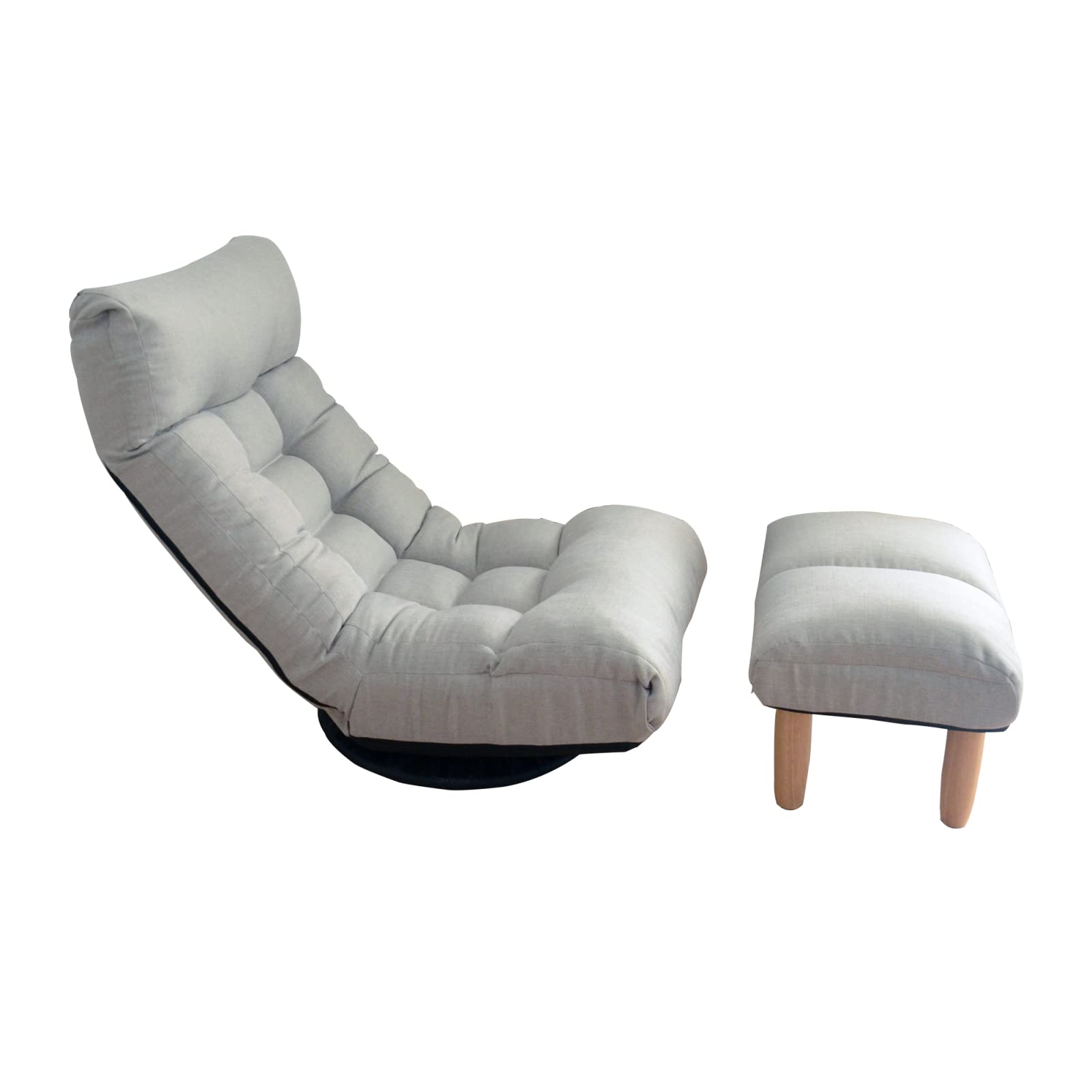 **Adjustable Foam Floor Chair with Ottoman - Swivel Compact Reclining Gaming Chair, High Back Lounge Couch for Living Room, Bedroom & Office - Perfect for Relaxing, Gaming & Reading (Gray)**