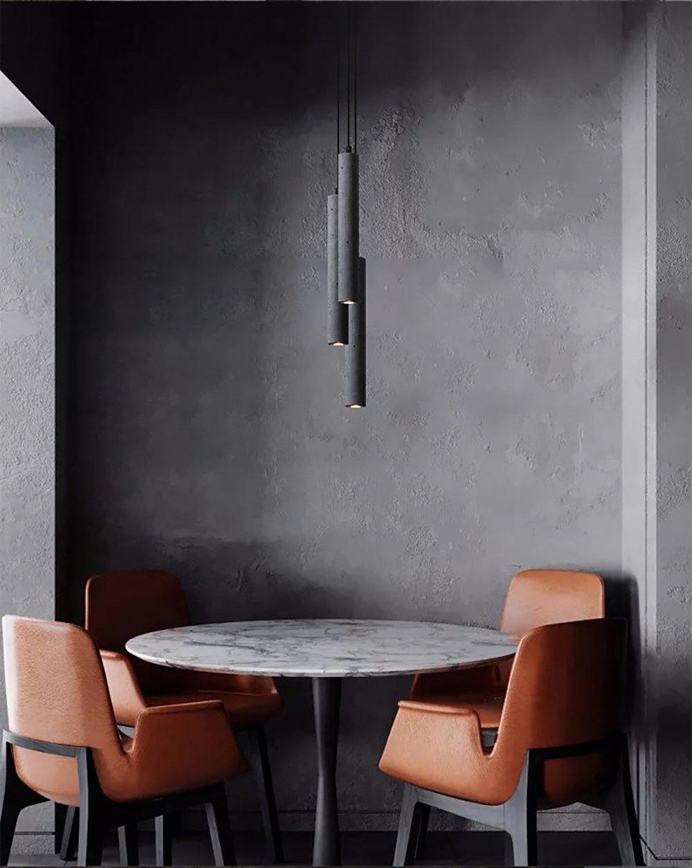 Modern Concrete Pendant Lights - Industrial Style Hanging Fixtures for Kitchen Island, Dining Room & Bedroom Lighting - Durable & Minimalist Design