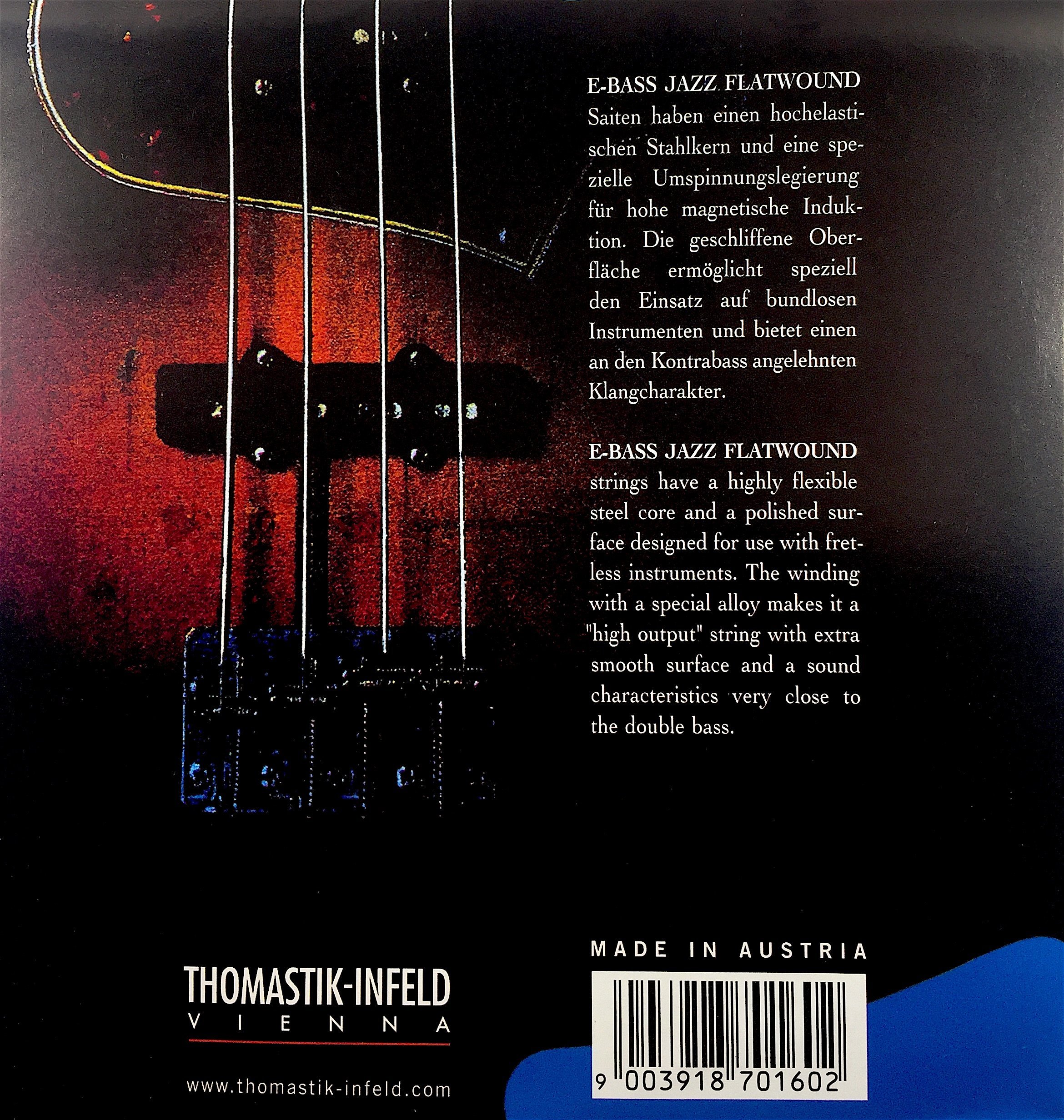 Thomastik-Infeld JF345 Jazz Flat Wound Bass Guitar Strings - Pure Nickel 5-String Set (Long Scale, G D A E B) | Smooth Playability for Jazz, Blues & Studio Recording