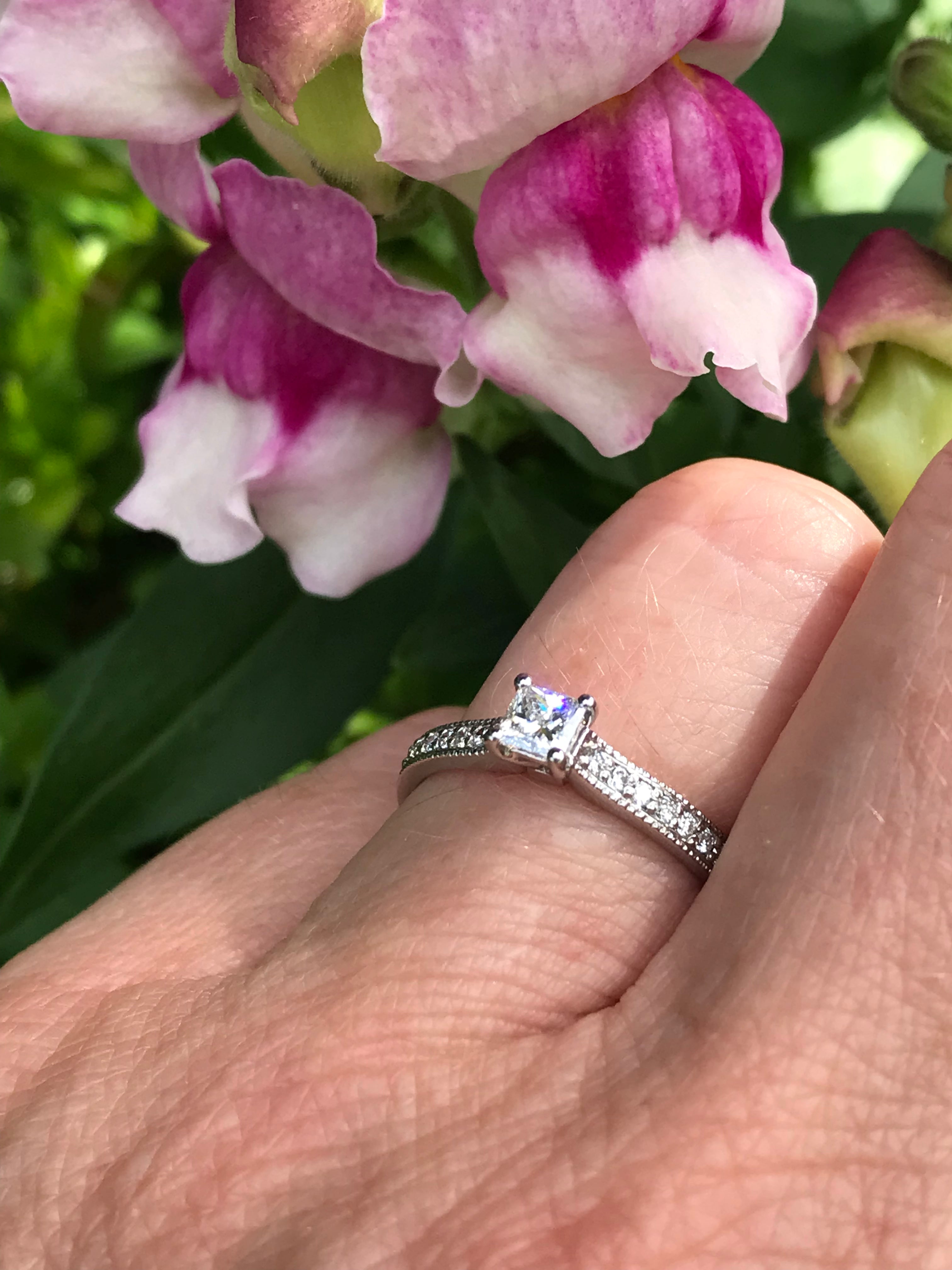 0.28ct Platinum Princess Cut Natural Diamond Ring - GIA Certified EVS1 Clarity - Perfect for Engagement, Wedding & Anniversary Gifts