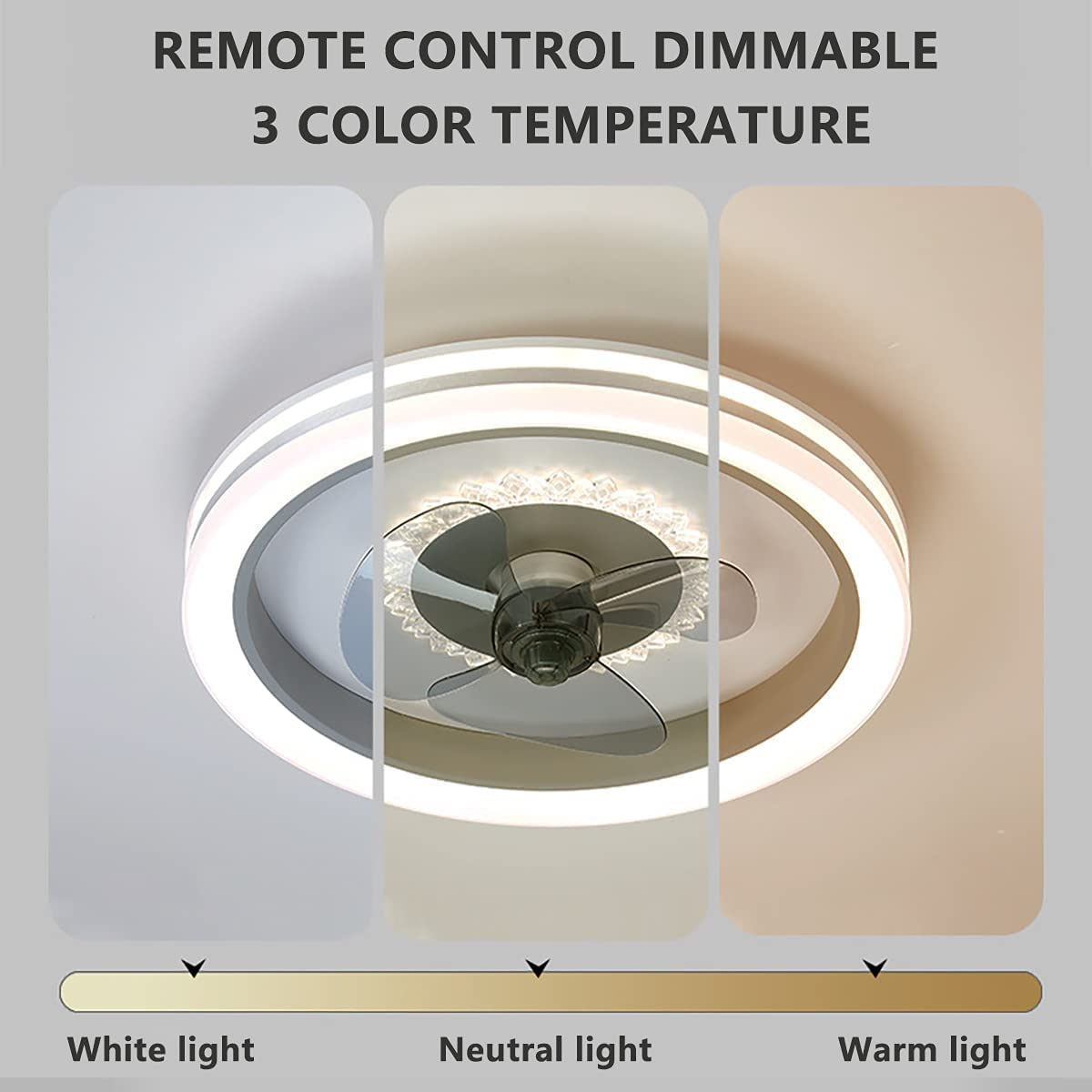 Silent Reversible DC Motor Ceiling Fan with Light - 80W Dimmable LED, Remote Control, 3 Speed & Timer - Perfect for Bedroom, Kids Room, Living Room & Home Office