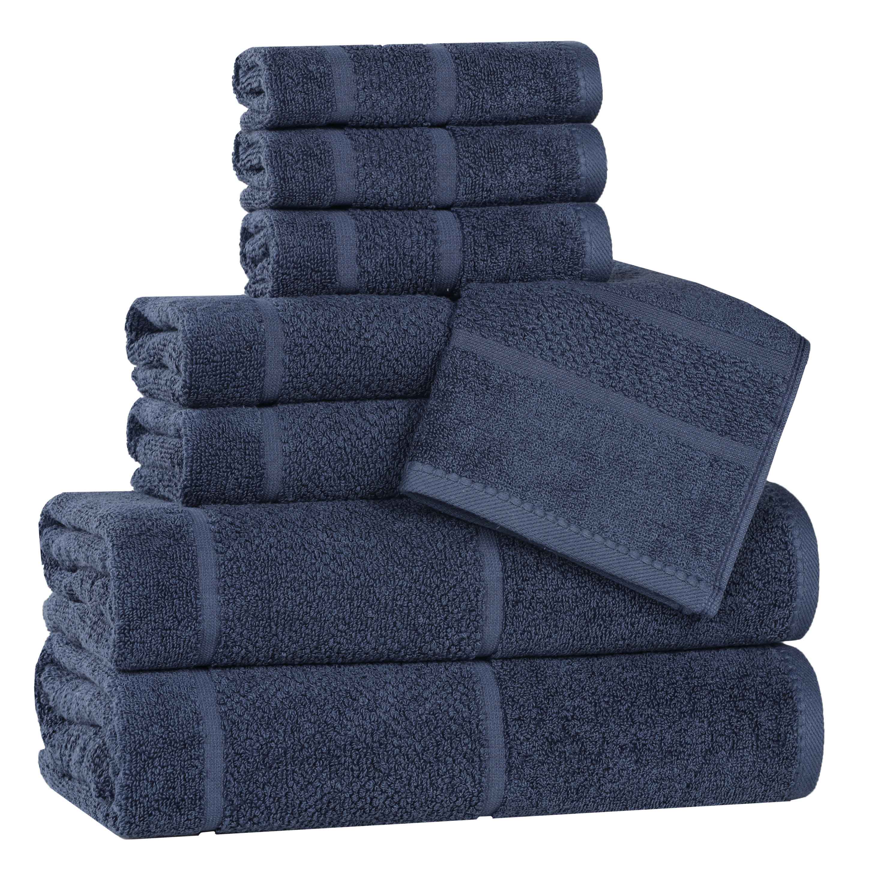 Premium 8-Piece Cotton Towel Set - Soft, Absorbent & Durable - Solid Broad Border Design - Perfect for Bath, Spa, Gym & Home Use