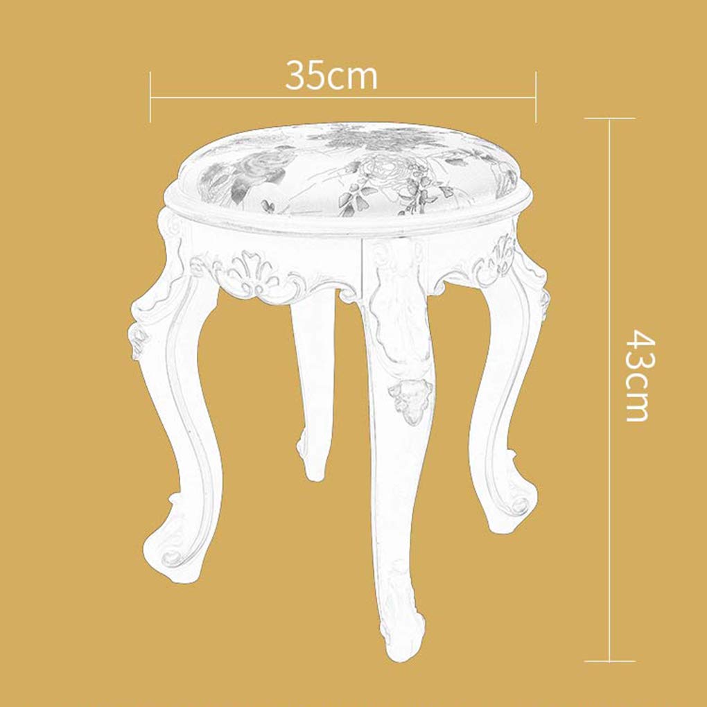Round Upholstered Vanity Footstool - Padded Dressing Chair & Side Table Seat - Soft Bedroom Bench with Storage - Perfect for Makeup Area, Piano Stool & Bedside Seating