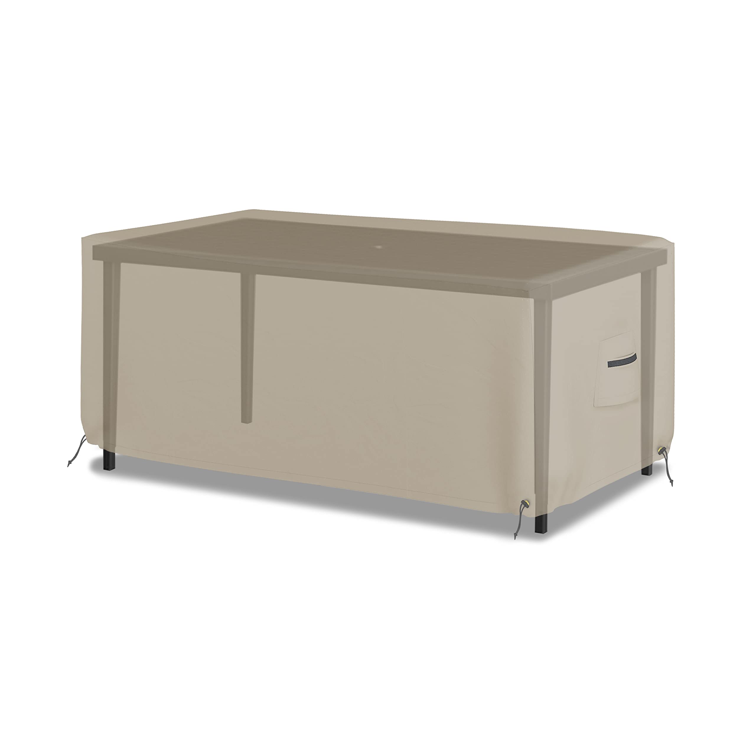 Heavy Duty 12oz Waterproof Outdoor Table Cover - Rectangle/Oval Shape with Air Pocket & Drawstring - 100% Weather Resistant Protection (96