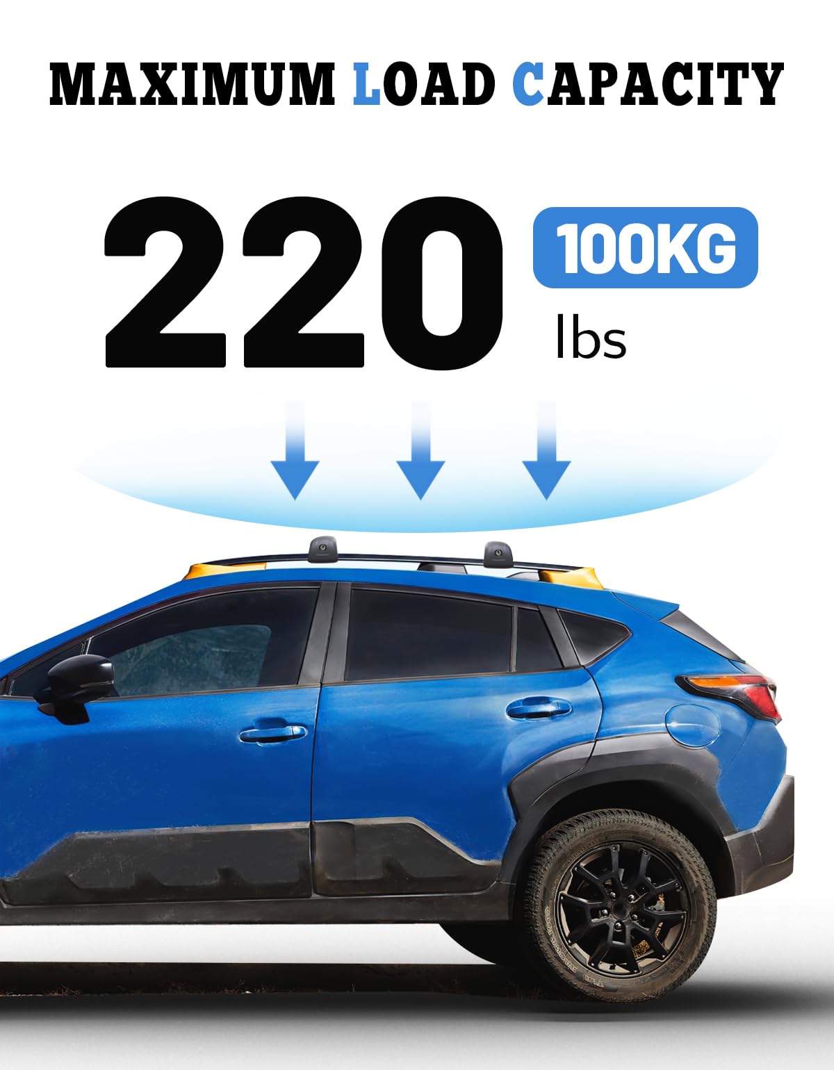 2024 Subaru Crosstrek Wilderness Car Roof Rack Cross Bars - Aluminum Lockable Roof Rails for Cargo, Luggage, Bikes, Kayaks & Snowboards | Perfect for Road Trips, Outdoor Adventures & Gear Transport