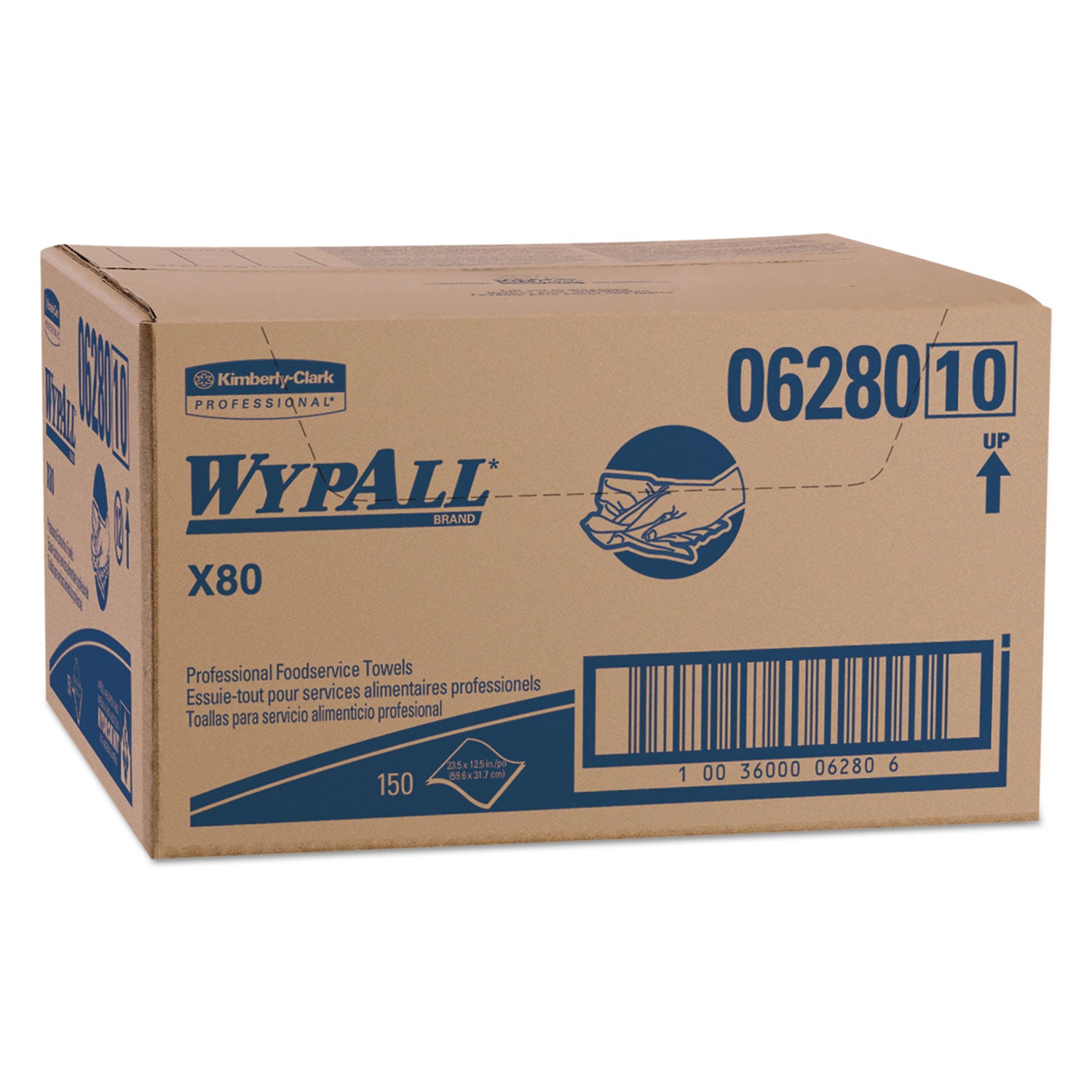 Wypall X80 Heavy-Duty Food Service Towels - 150 Count per Case | Commercial Kitchen, Restaurant & Food Prep Wipes for Cleaning & Sanitizing