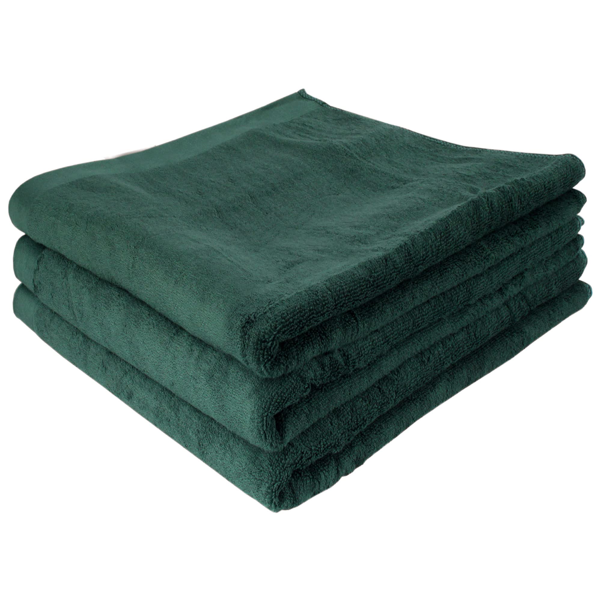 BambooMN Ultra Soft 100% Bamboo Rayon Hand Towel & Kitchen Towel Set - 2 Pack, Pine Green - Eco-Friendly & Absorbent for Bathroom, Kitchen, Spa & Gym Use