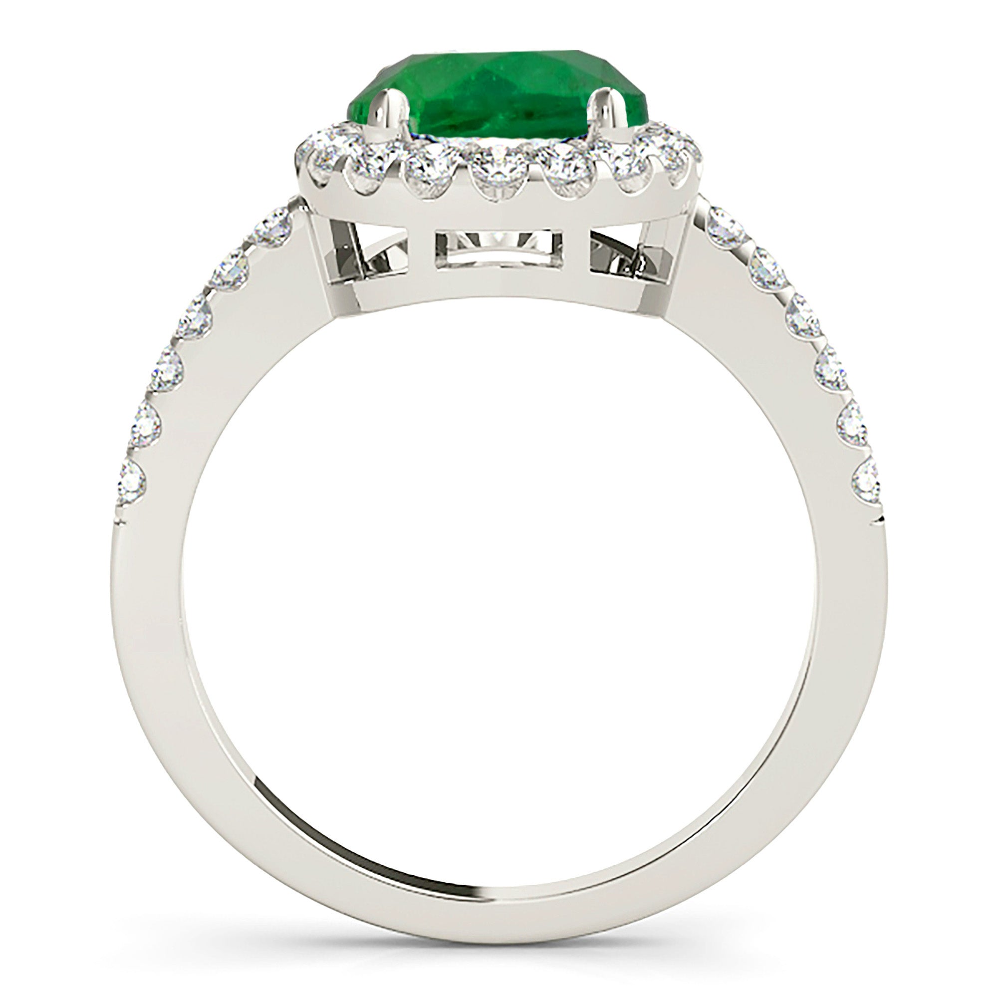 2.00 Carat Genuine Emerald Halo Engagement Ring with Diamond Accents - Perfect for Wedding, Anniversary & Special Occasions