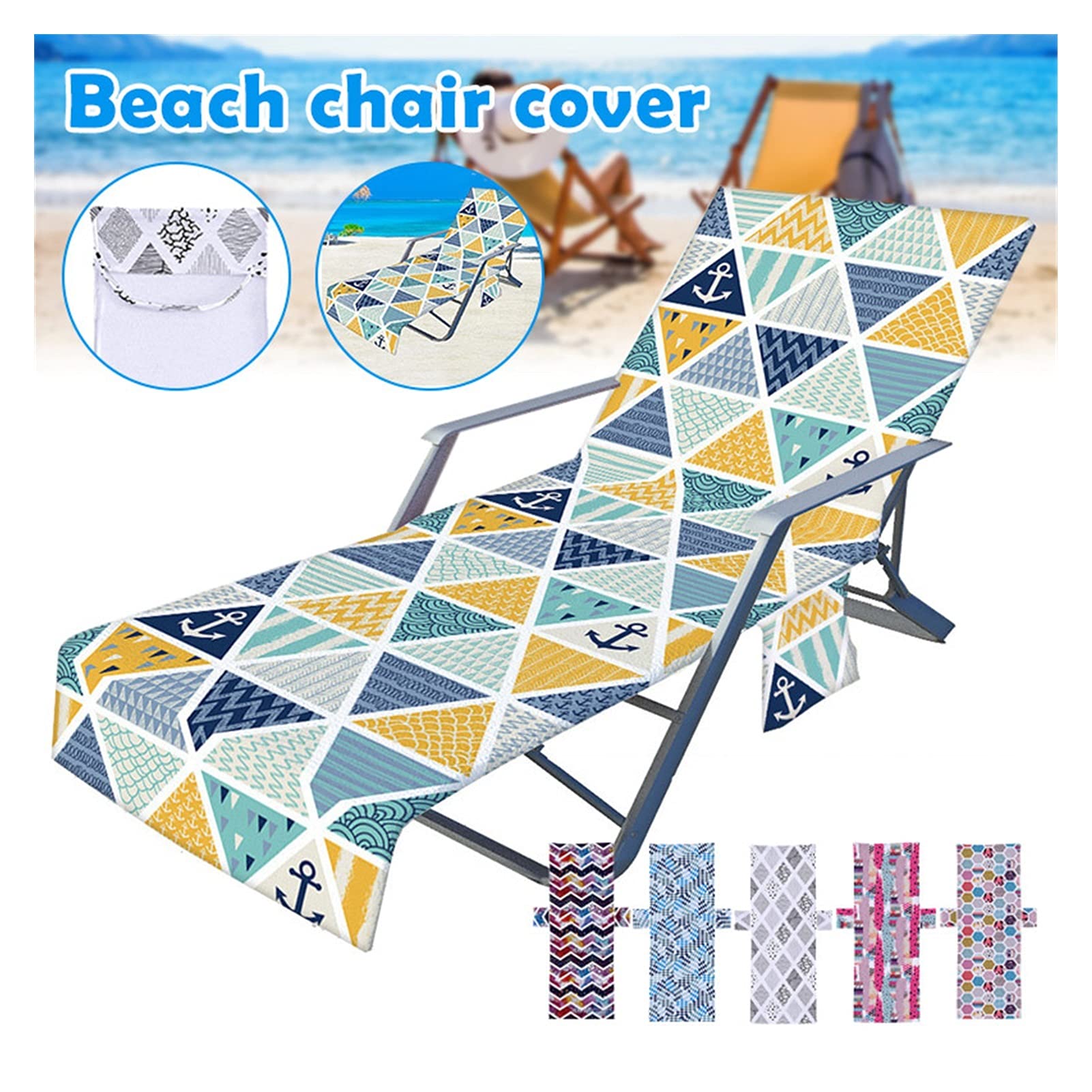 Premium Microfiber Beach Towel with Side Pockets - Non-Slip, Ultra Absorbent Pool & Sun Lounge Cover for Chaise Loungers - Perfect for Hotels, Resorts & Beach Vacations (Color: 20) - Great for Poolside Relaxation, Sunbathing & Travel