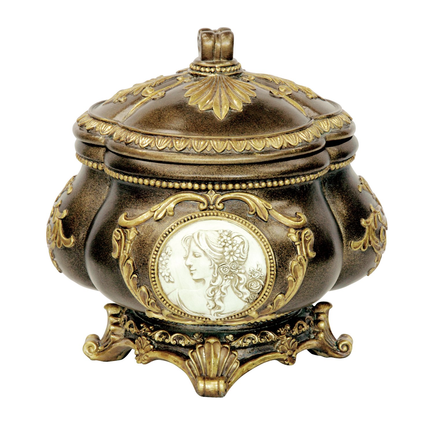 OK Lighting Jewelry Box - 9 Inch Bronze Jewelry Organizer with Mirror | Perfect for Necklace, Ring & Earring Storage | Elegant Dresser Top Decor for Bedroom & Bathroom