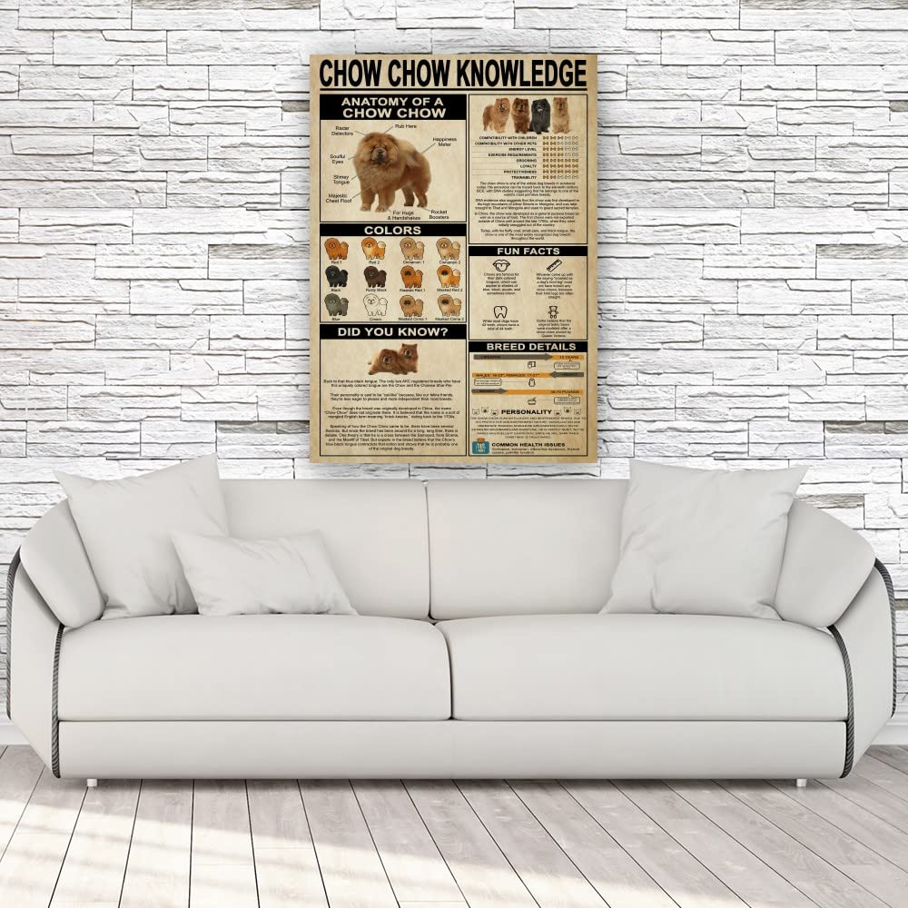 Chow Chow Dog Wall Art - Canvas Painting Poster for Bedroom, Bathroom, Kitchen Decor - Framed Contemporary Home Decor (24x36 inches/60x90cm) - Perfect for Pet Lovers & Modern Interior Design