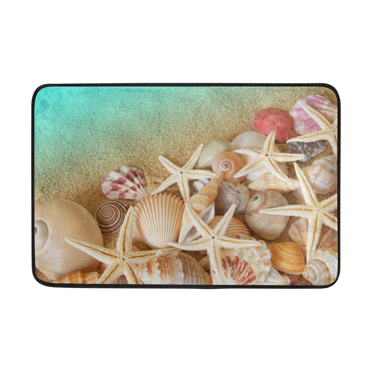 ALAZA Ocean Starfish Seashell Doormat - Non-Slip Indoor/Outdoor Entrance Rug, Bathroom Floor Mat 23.6 x 15.7 Inches - Perfect for Beach House, Porch, Poolside & Coastal Decor