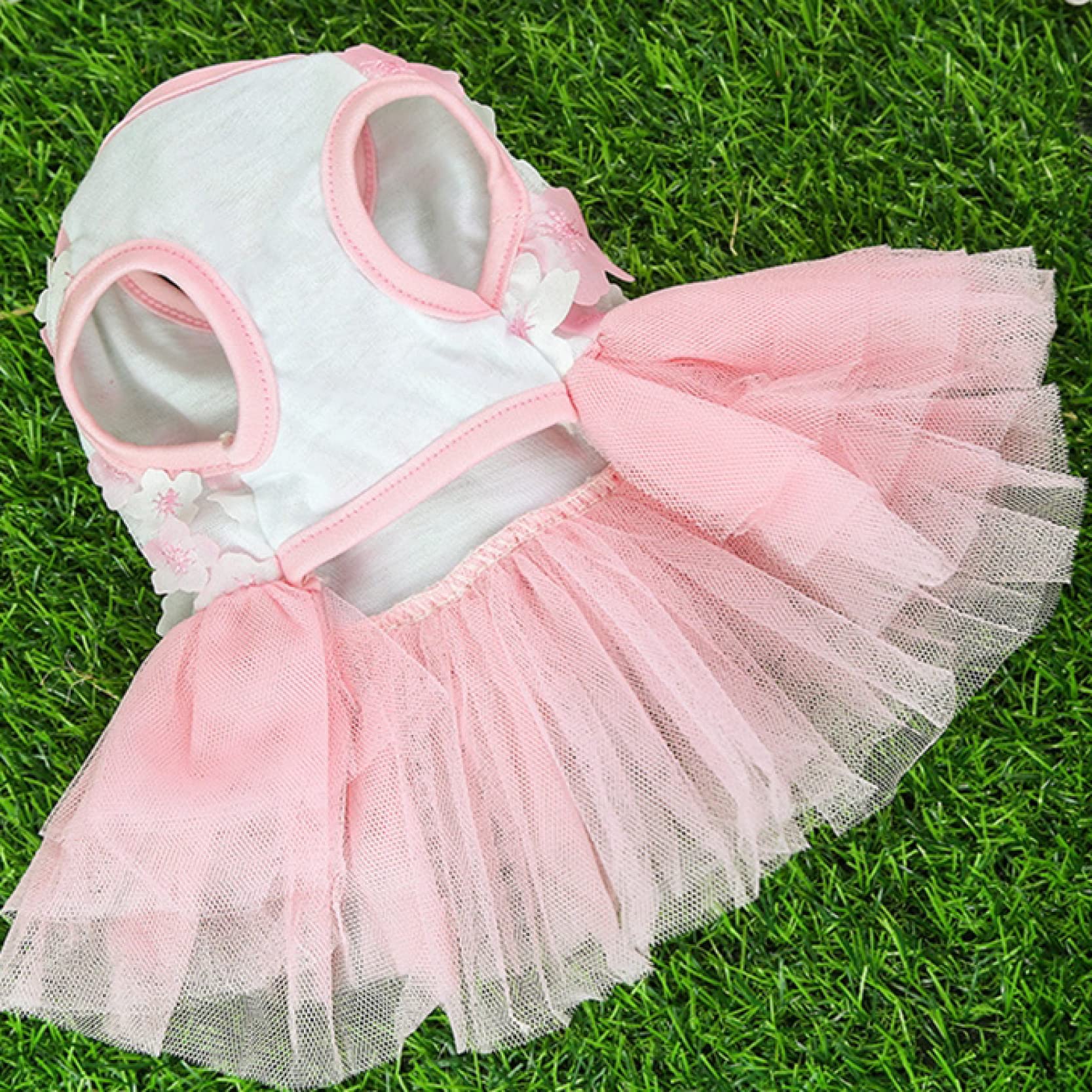 Floral Lace Dog Dress for Small Dogs - Summer & Spring Sleeveless Puppy Skirt - Perfect for Parties, Weddings & Outdoor Adventures
