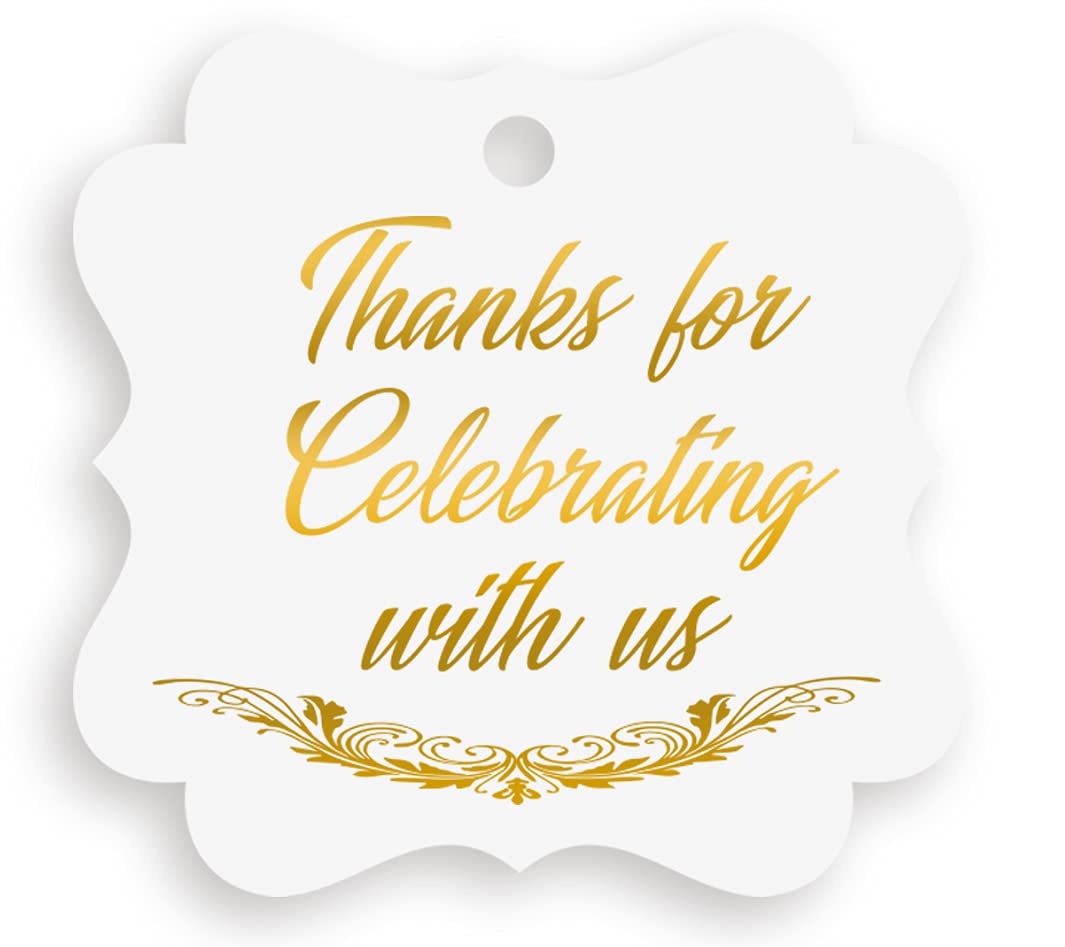 Elegant Gold Foil Thank You Tags for Favors - 30 Pack with Fancy Frame - Perfect for Parties, Baby Showers, Weddings, Bridal Showers & Kids Birthdays - Premium Gift Tags for Special Occasions