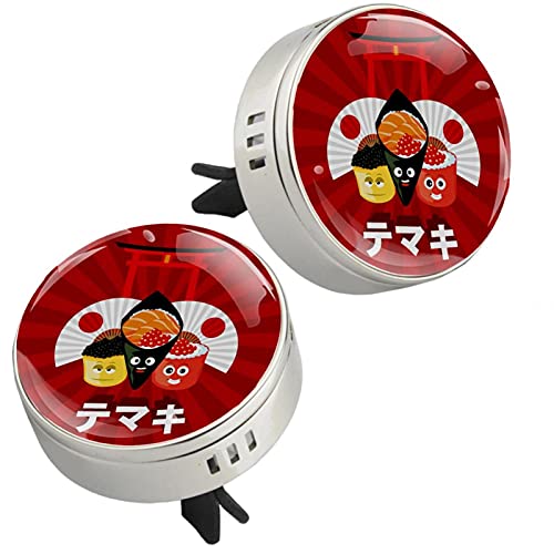 Red Cartoon Sushi Fan Torii Car Air Freshener Vent Clip - Aroma Diffuser for Smell Refresh, Air Conditioner Ornament, Perfect for Cars, Offices, and Home Use
