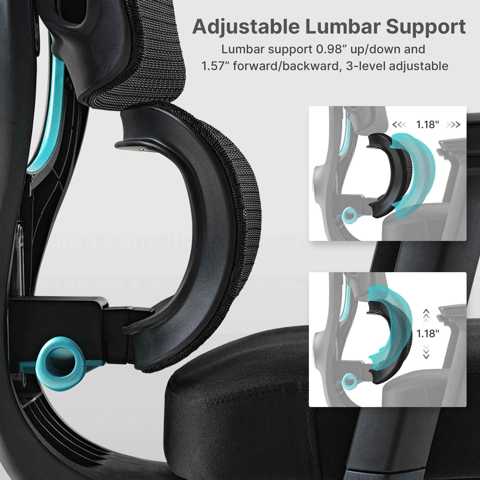 Axion Ergonomic Hybrid Office Chair - Adjustable Lumbar Support & Breathable Mesh Back for Home & Workspace Comfort