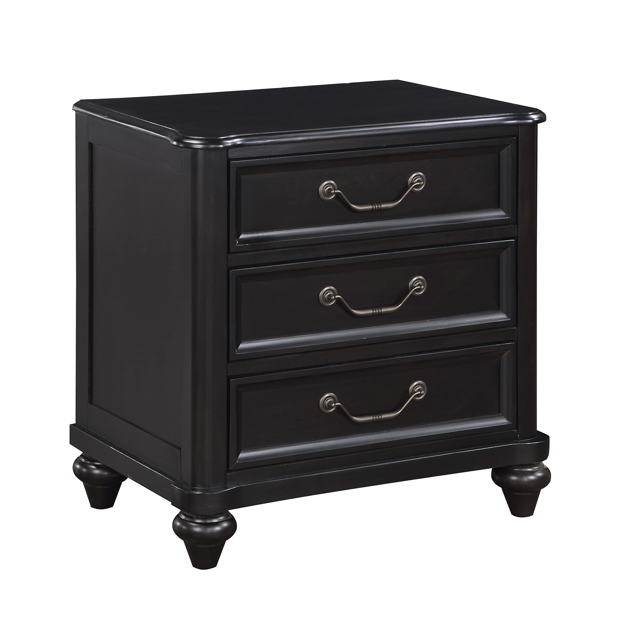 Lexicon Glenbury 3-Drawer Nightstand in Charcoal Brown - Modern Bedside Table for Bedroom with Storage Space - Perfect for Bedroom, Guest Room or Apartment