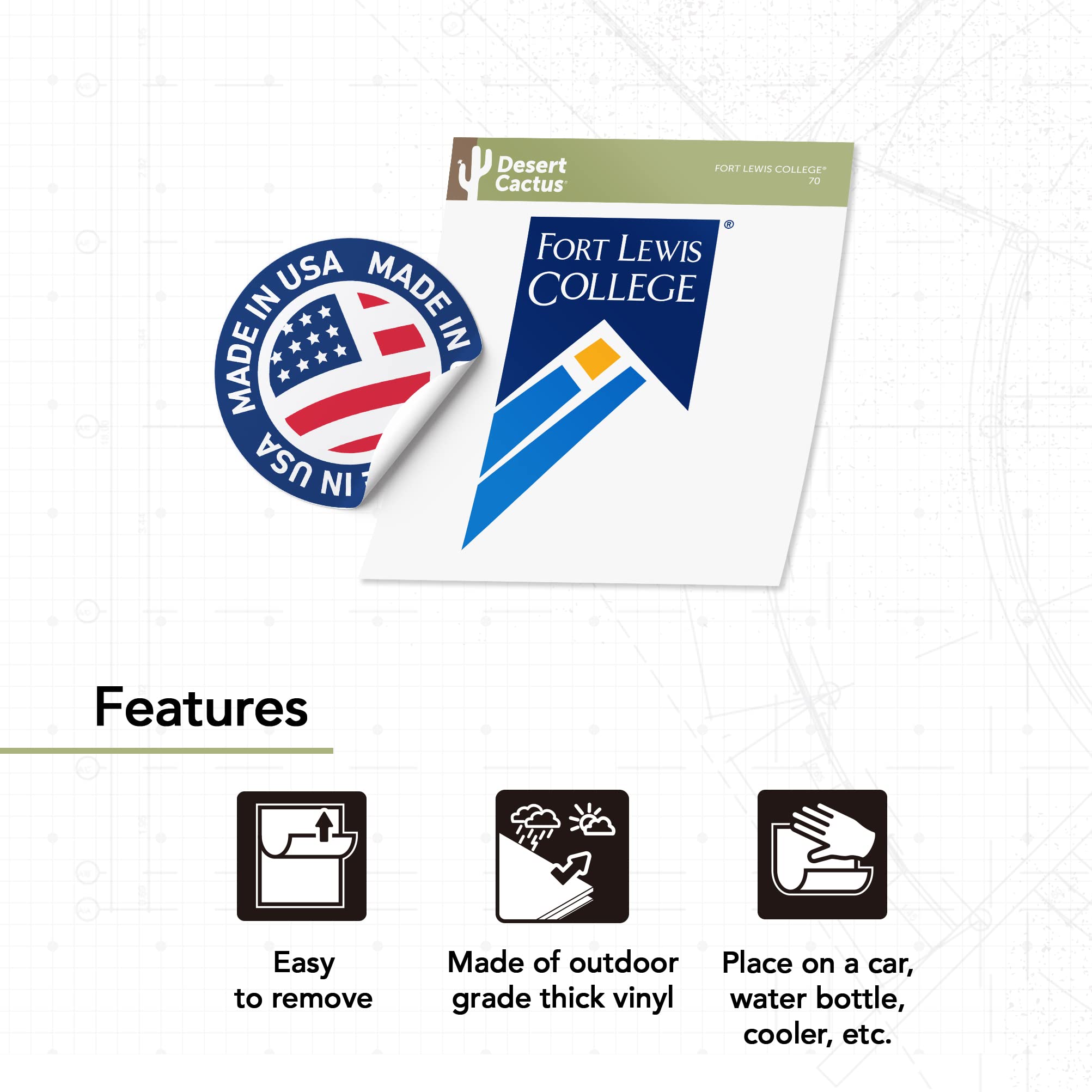 Desert Cactus Fort Lewis College Sticker - Skyhawks Vinyl Decal for Laptop, Water Bottle, Car & Scrapbook - Durable IND 70 Waterproof Stickers - Perfect for College Pride, School Spirit & DIY Crafts