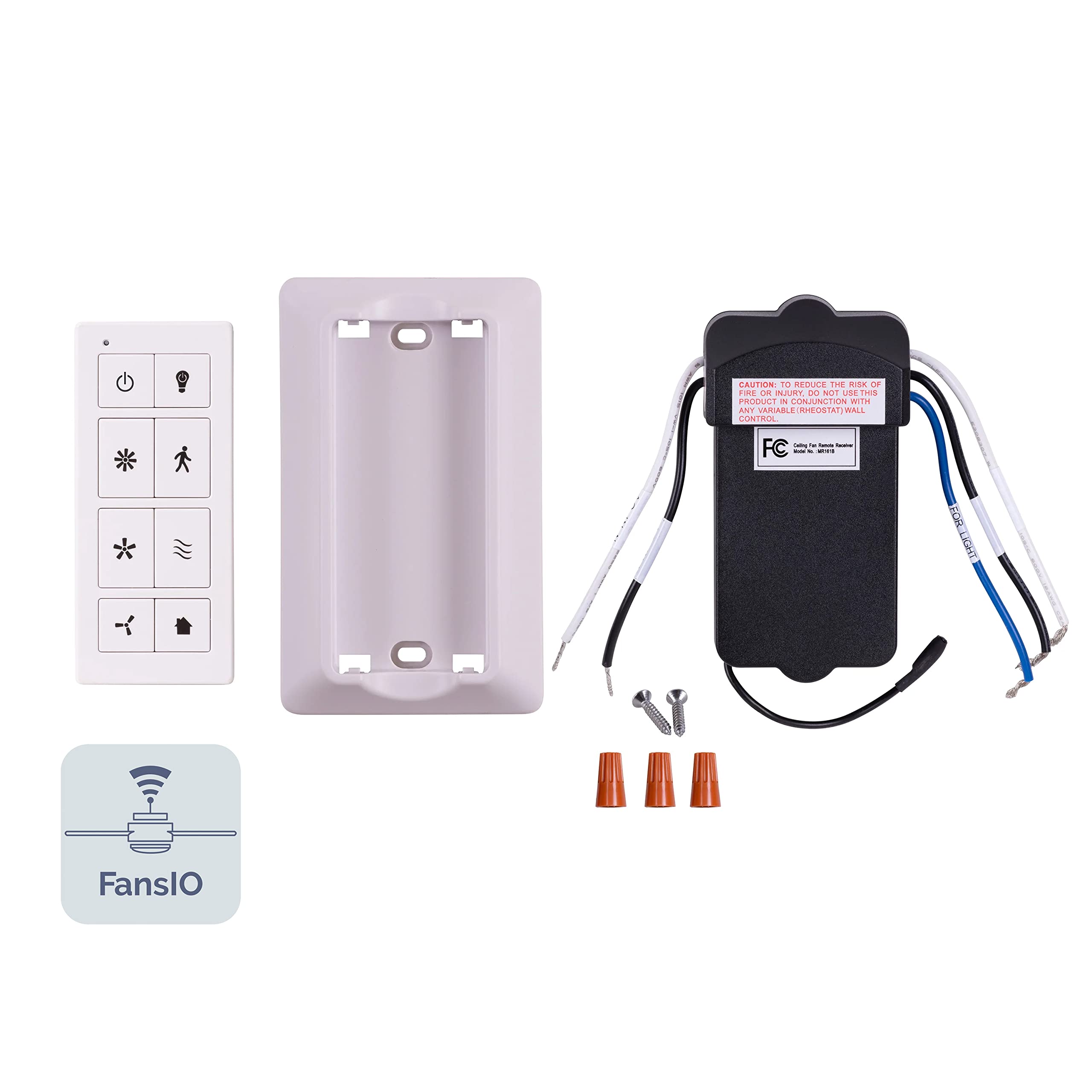 Prominence Home Smart Universal Ceiling Fan Remote Control Kit with Receiver, Wall Dock & Batteries - Compatible with Downrod Ceiling Fans (Model 51658-01, White) - Perfect for Bedroom, Living Room & Home Office Use