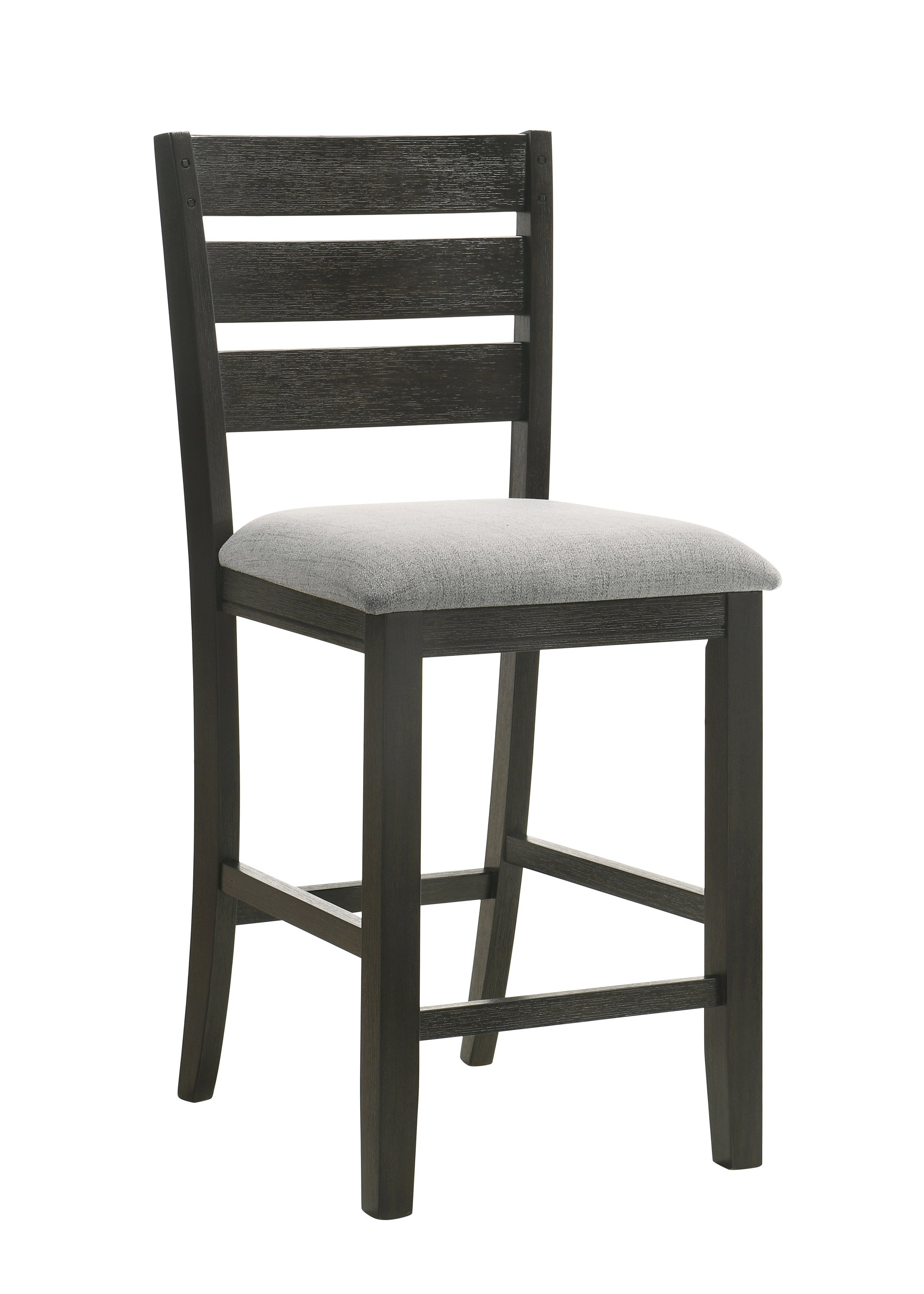 Modern Charcoal Finish Counter Height Dining Chairs - Set of 2 Fabric Upholstered Bar Stools with Wooden Frame | Perfect for Kitchen Islands, Breakfast Bars & Small Space Dining