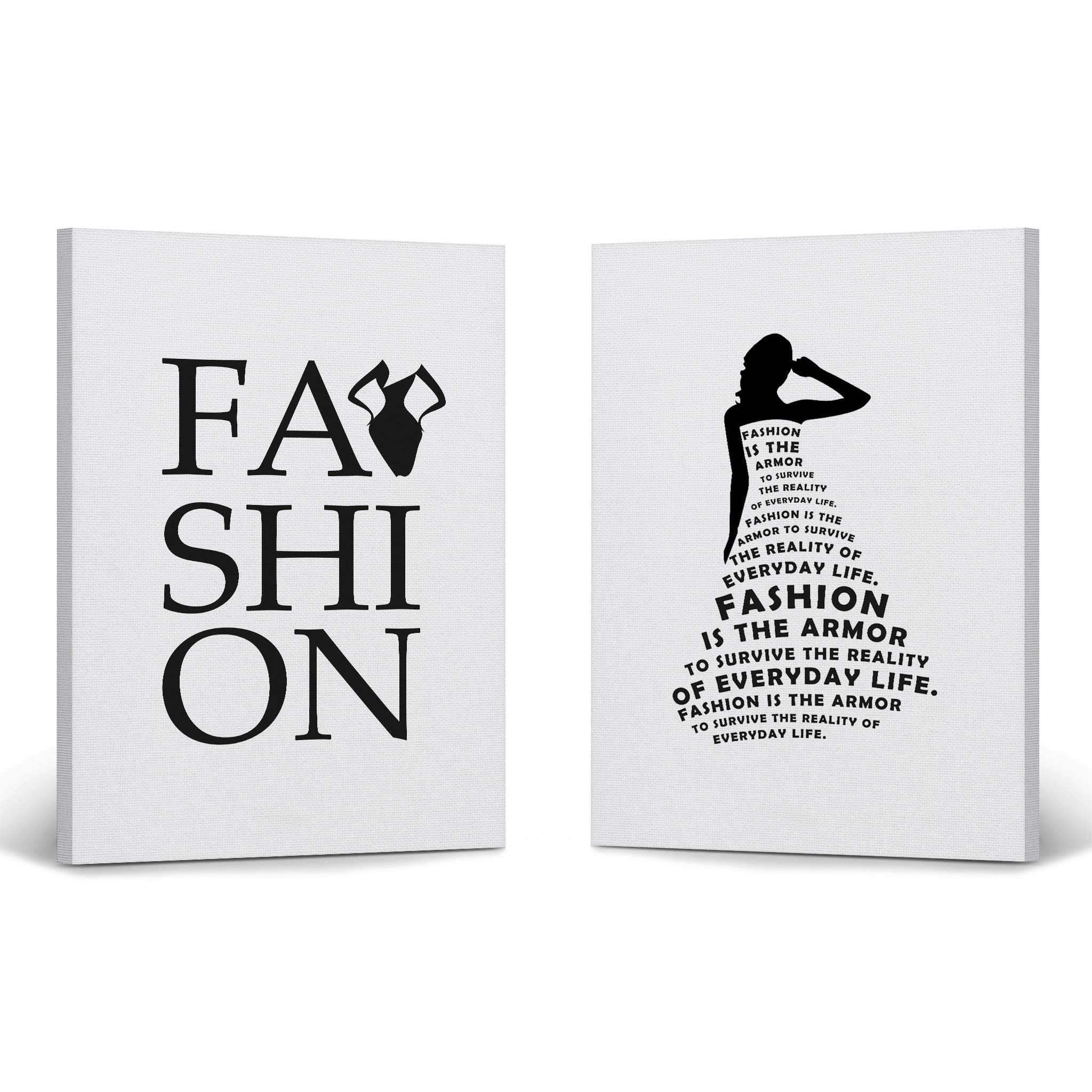 2-Piece Glam Fashion Canvas Wall Art Set - Inspirational 'Fashion is Armor' Quote Print (36x24 inches) for Bathroom, Bedroom & Living Room Decor | Ready to Hang | Motivational Home & Office Wall Decor