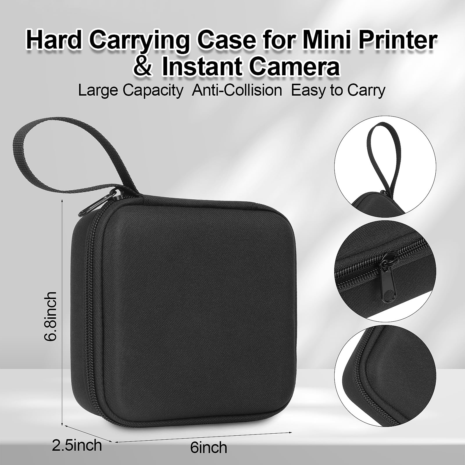 HuiJuKeJi Mini Bluetooth Thermal Pocket Printer for iOS & Android - Portable Inkless Printer with Hard Protection Case, 11 Rolls Thermal Paper & Sticker - Print Photos, Receipts, Notes - Perfect for Home, Office, Travel & Gift Giving