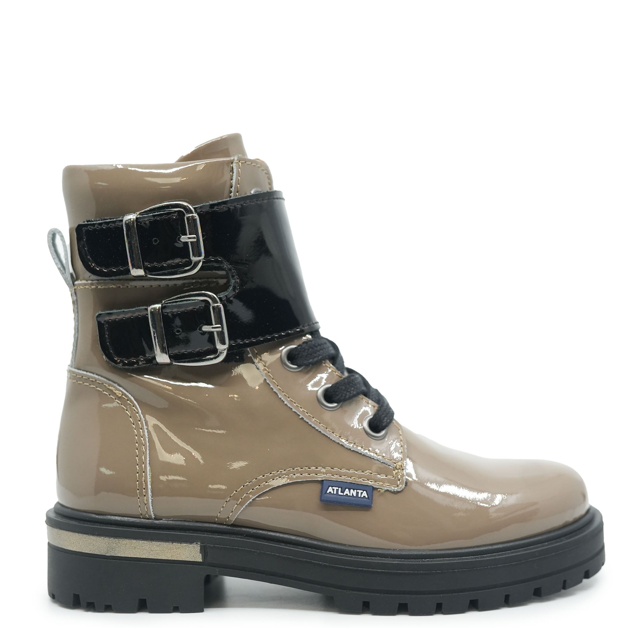Atlanta Moccasin Toffee Patent Leather Buckle Ankle Boots for Women - Stylish & Comfortable Footwear for Casual Outings, Office Wear & Fall Fashion