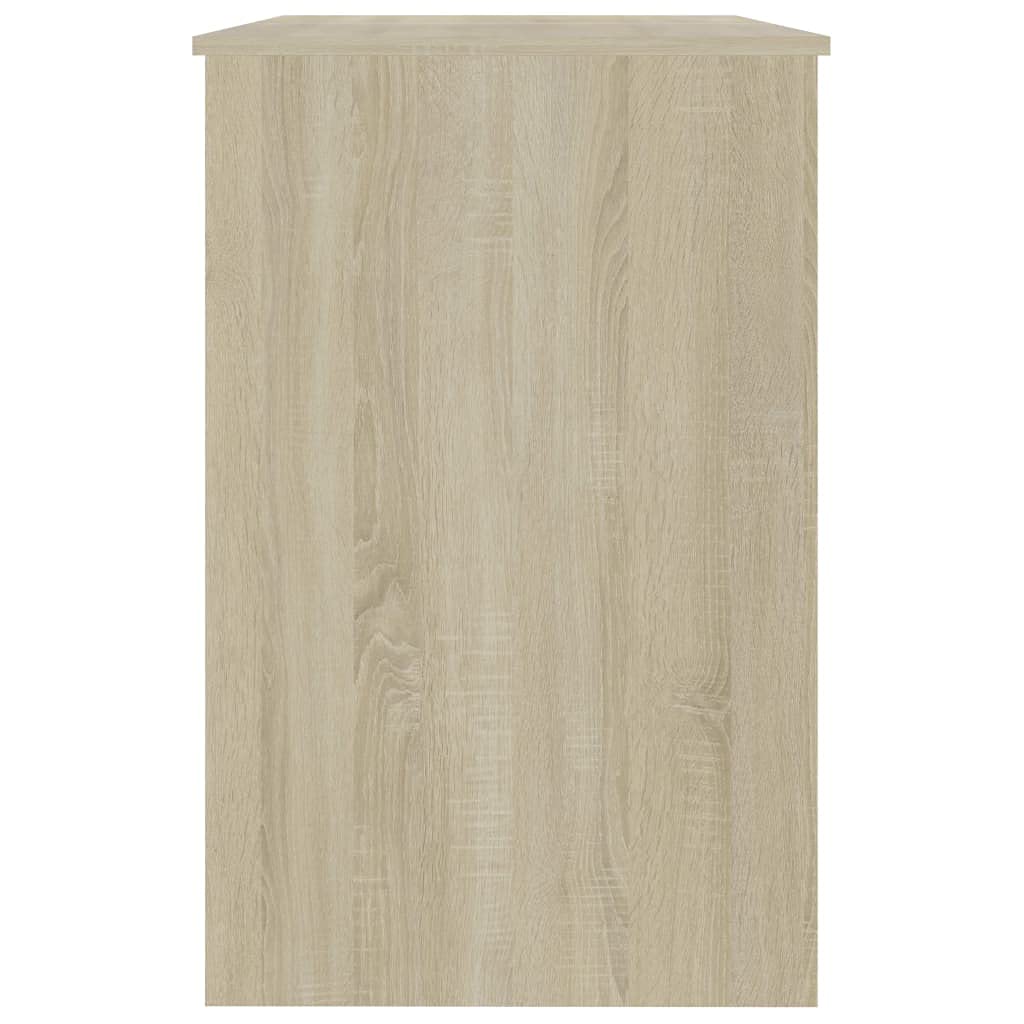 Standing Computer Desk with Shelves - Home Office Workstation in Sonoma Oak Finish, Scandinavian Style Engineered Wood Desk for Living Room, Bedroom & Small Spaces | Perfect for Remote Work & Study