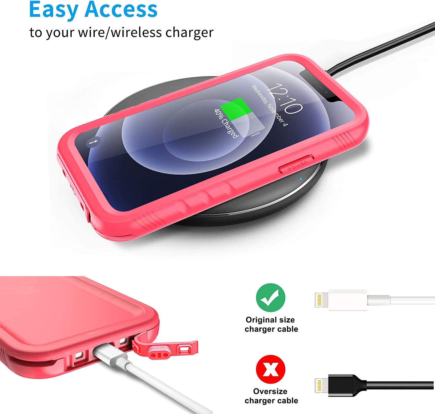 Waterproof Shockproof Rugged Case for iPhone 12 Mini 5.4 Inch - Full Body Protection with Built-in Screen Protector, Dustproof & Durable Cover (Pink) | Perfect for Outdoor Adventures, Travel & Daily Use