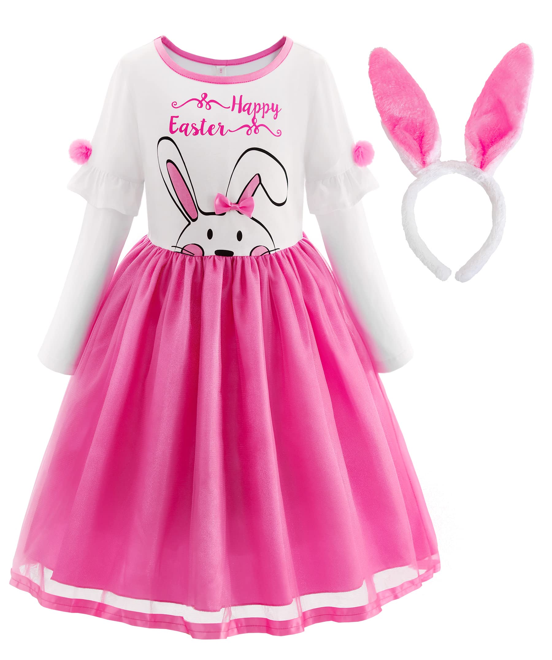 Easter Tutu Dress for Toddler Girls - Pink Bunny Costume with Bunny Ears Headband - Perfect for Easter Photos, Spring Parties & Dress-Up Play