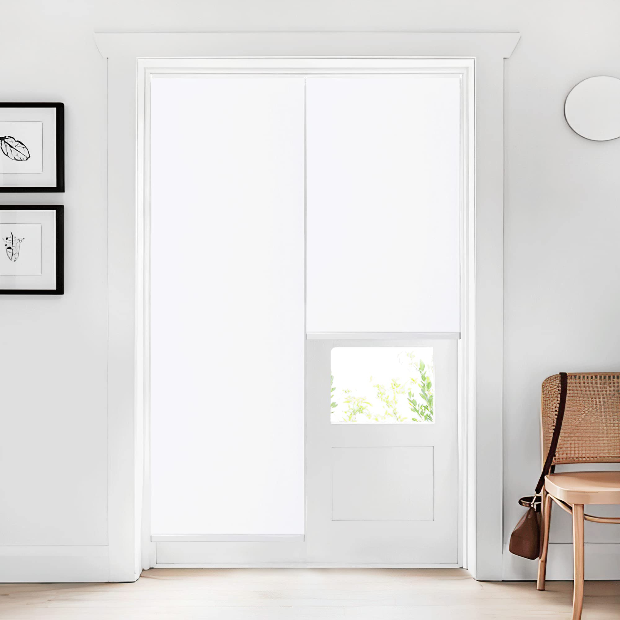 PONY DANCE Blackout Roller Shades - Thermal Insulated Window Blinds for Privacy & Light Control, Linen Flax Texture, 23