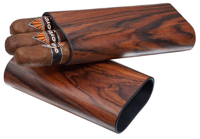 Premium Bruce Natural Wood Cigar Case - Holds 3 Cigars | Handcrafted Humidor for Travel, Gifts & Special Occasions | Luxury Cigar Accessories for Men