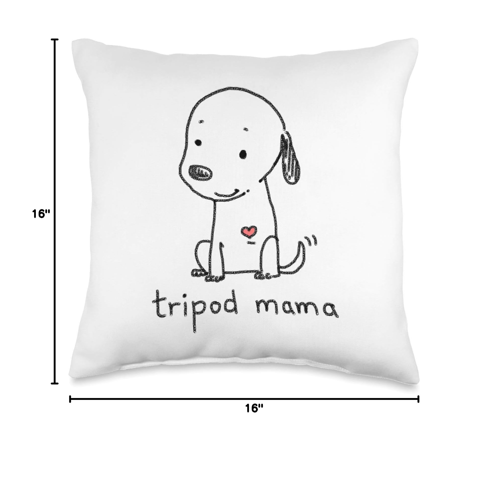 Cute Cartoon Tripod Dog Throw Pillow - Three-Legged Dog Mom Gift for Pet Lovers - Perfect for Sofa, Bed & Home Decor