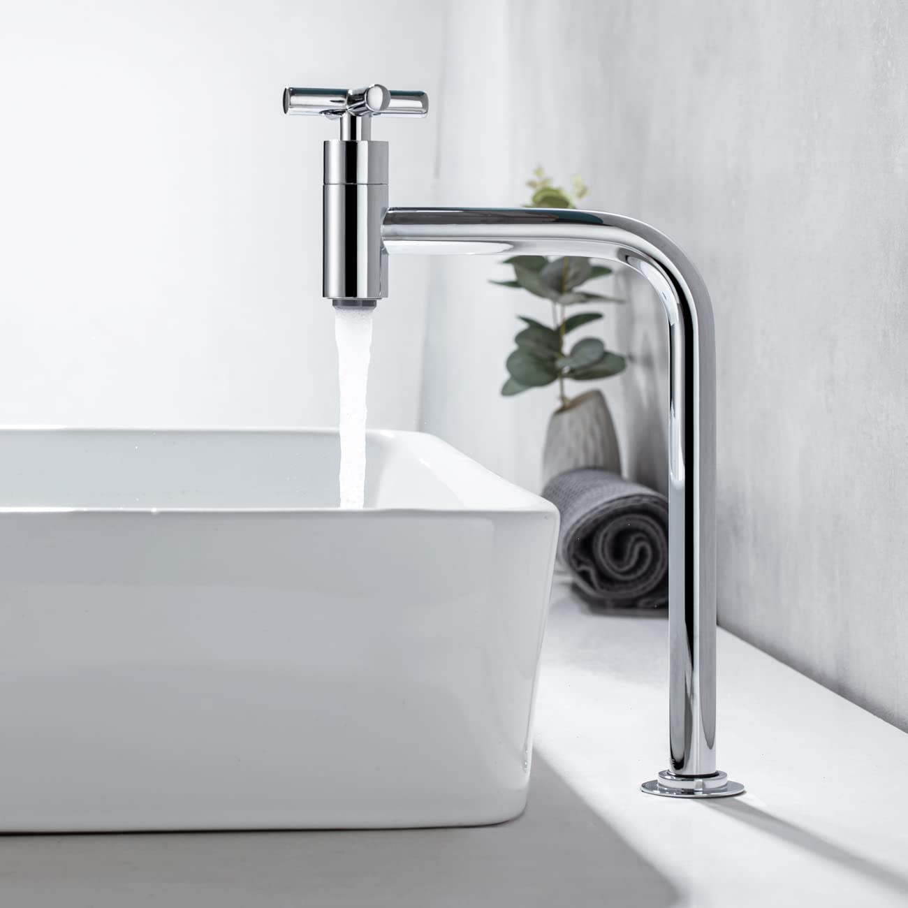 Tondiy Single Handle Deck Mount Bathroom Sink Faucet - Cold Water Only, Solid Brass Construction, Removable Aerator, Easy Installation, Chrome Finish for Modern Bathroom & Vanity Decor