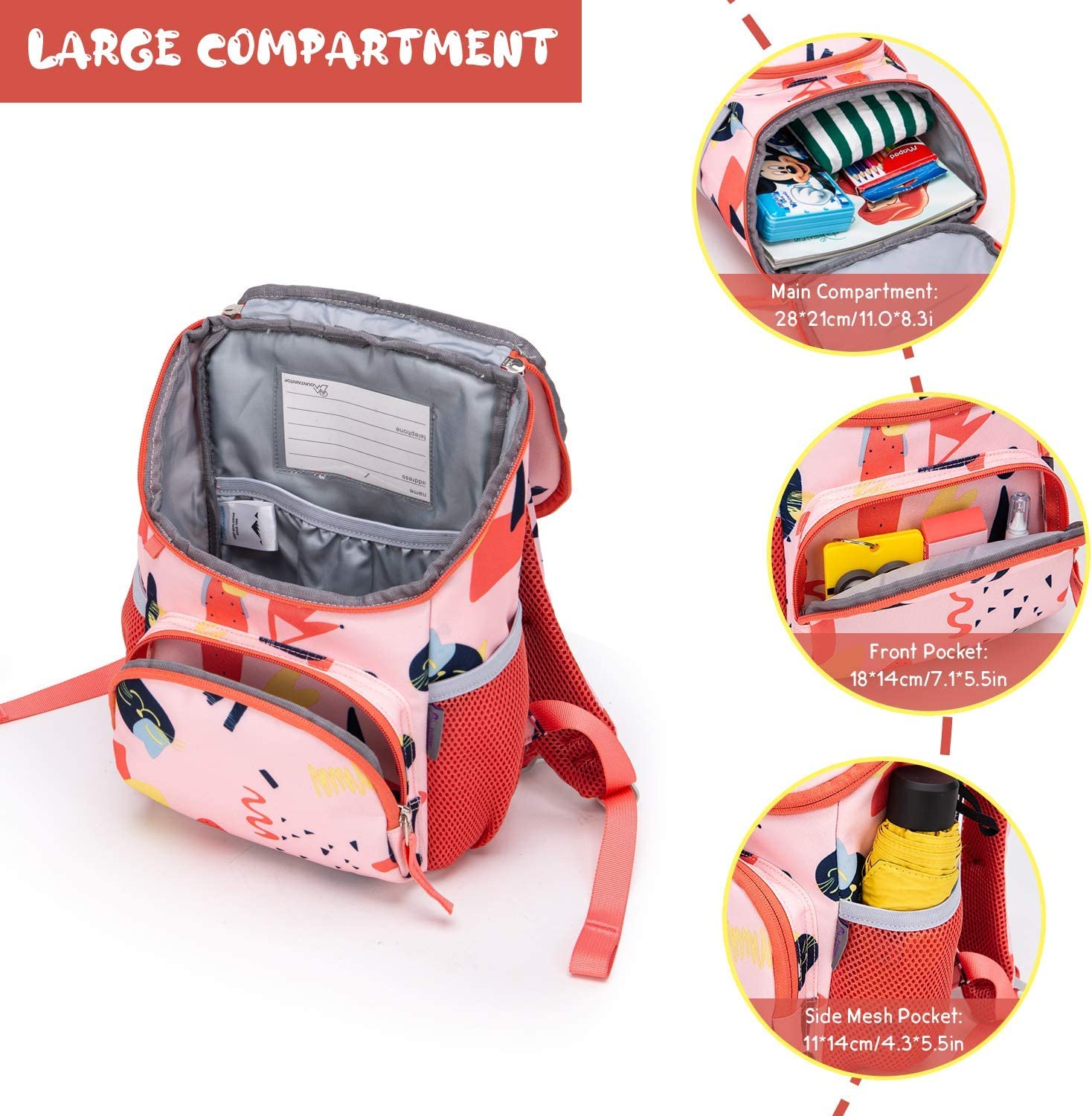 MOUNTAINTOP Kids Backpack for Boys & Girls 5-10L Cute Cartoon School Bag for Kindergarten, Travel & Weekend Outings - Perfect for Ages 1-6 Years Old | Lightweight & Durable for School, Daycare & Family Trips