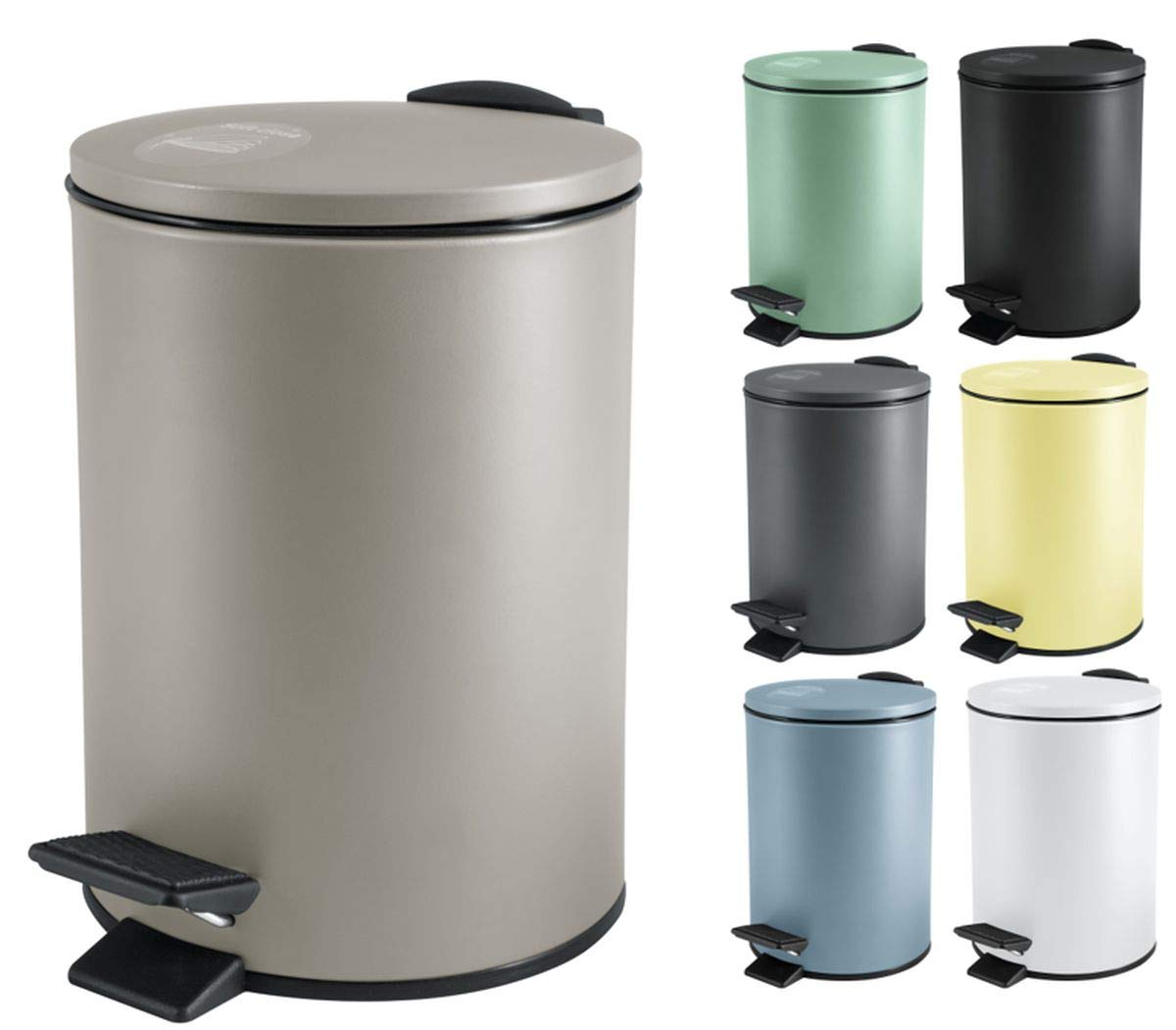 Spirella - Adelar 13 Gallon Stainless Steel Trash Can with Lid, Taupe - Modern Kitchen & Office Waste Bin for Home & Commercial Use