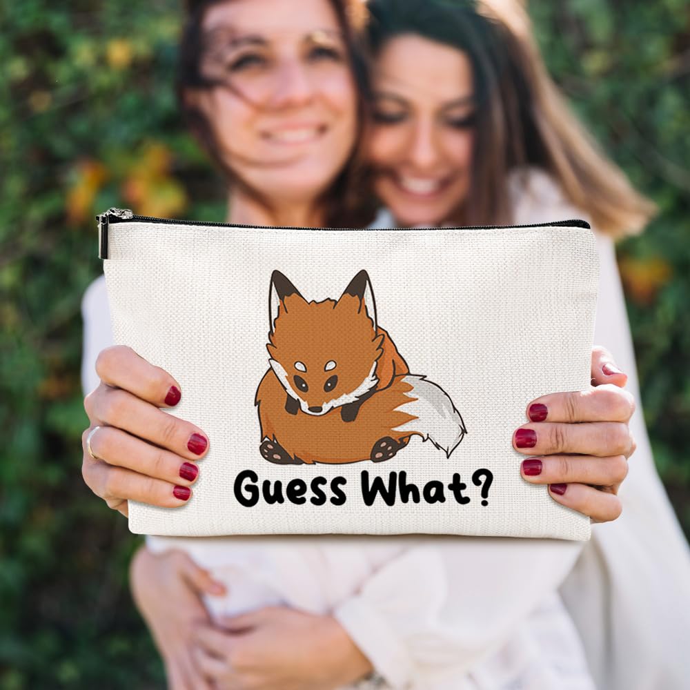 Funny Fox Makeup Bag - Cute Cosmetic Pouch for Women & Girls - Fox Lovers Gift for Sister, Mom, Best Friend - Perfect for Graduation, Mother's Day & Birthday - Travel & Daily Makeup Organizer