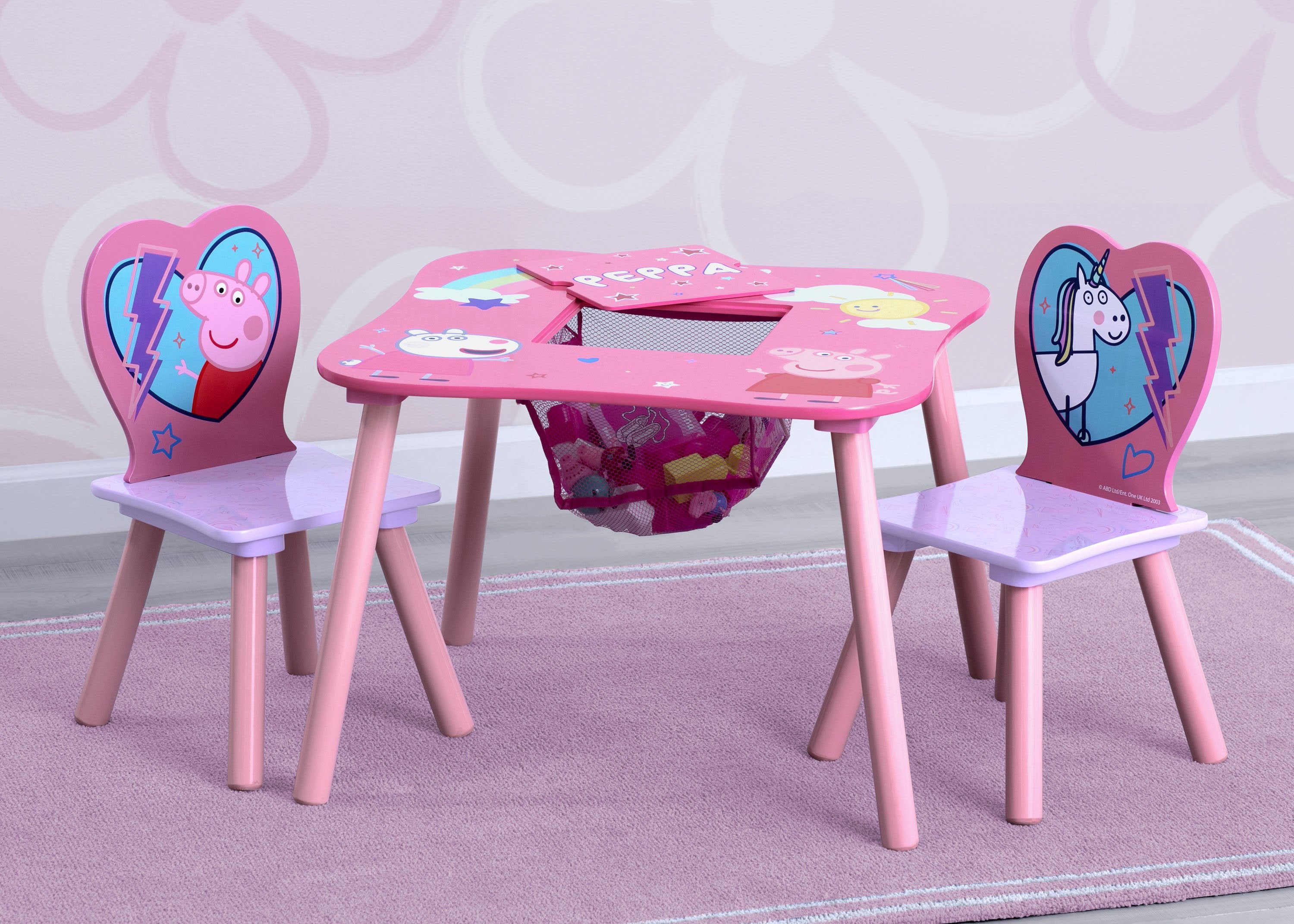 Peppa Pig Kids Table and Chair Set with Storage - Fun & Functional Playroom Furniture for Toddlers & Preschoolers - Perfect for Playtime, Snacks, and Learning Activities