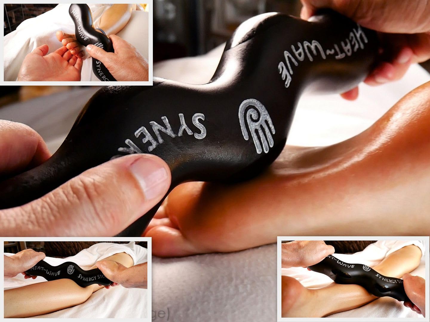 Heat-Wave (Basalt Black) Synergy Stone - Hot Stone Massage Tool for Neck, Back, Legs & Feet - Natural Matte Surface for Skin with Oil - Relaxing & Therapeutic - Perfect for Spa, Home Massage & Self-Care